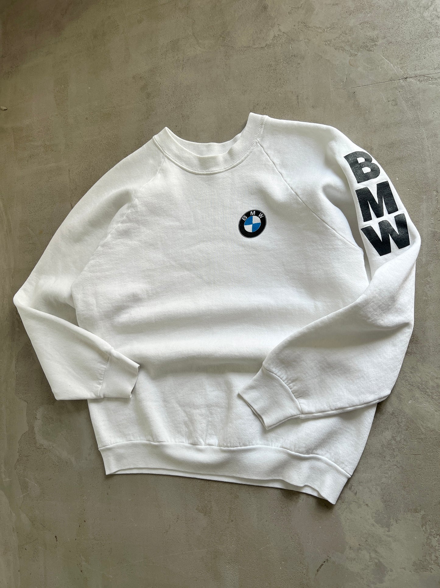 WHITE BMW SWEATER - 1990S - S/M