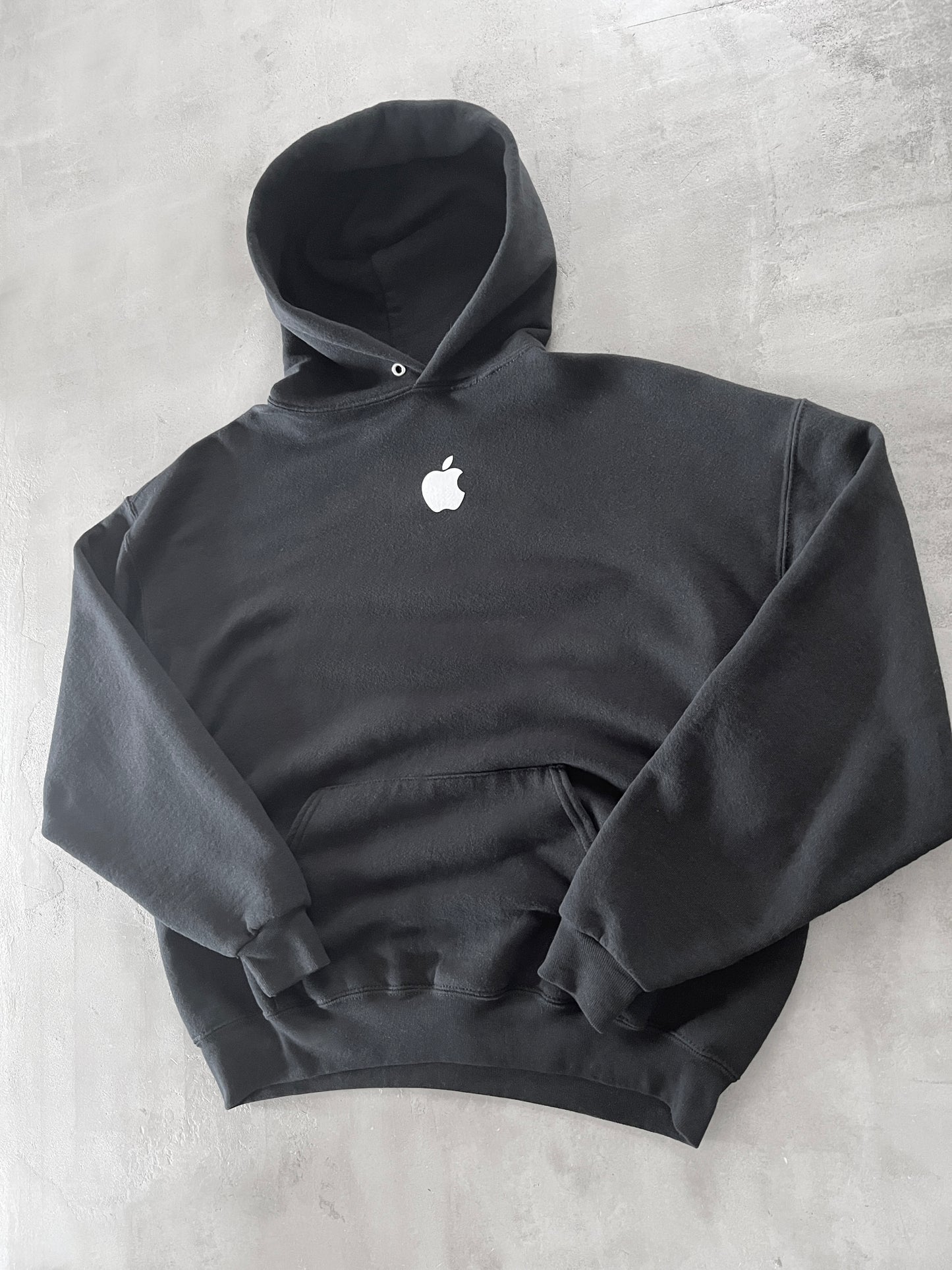 BLACK APPLE HOODIE - 1990S - L/M