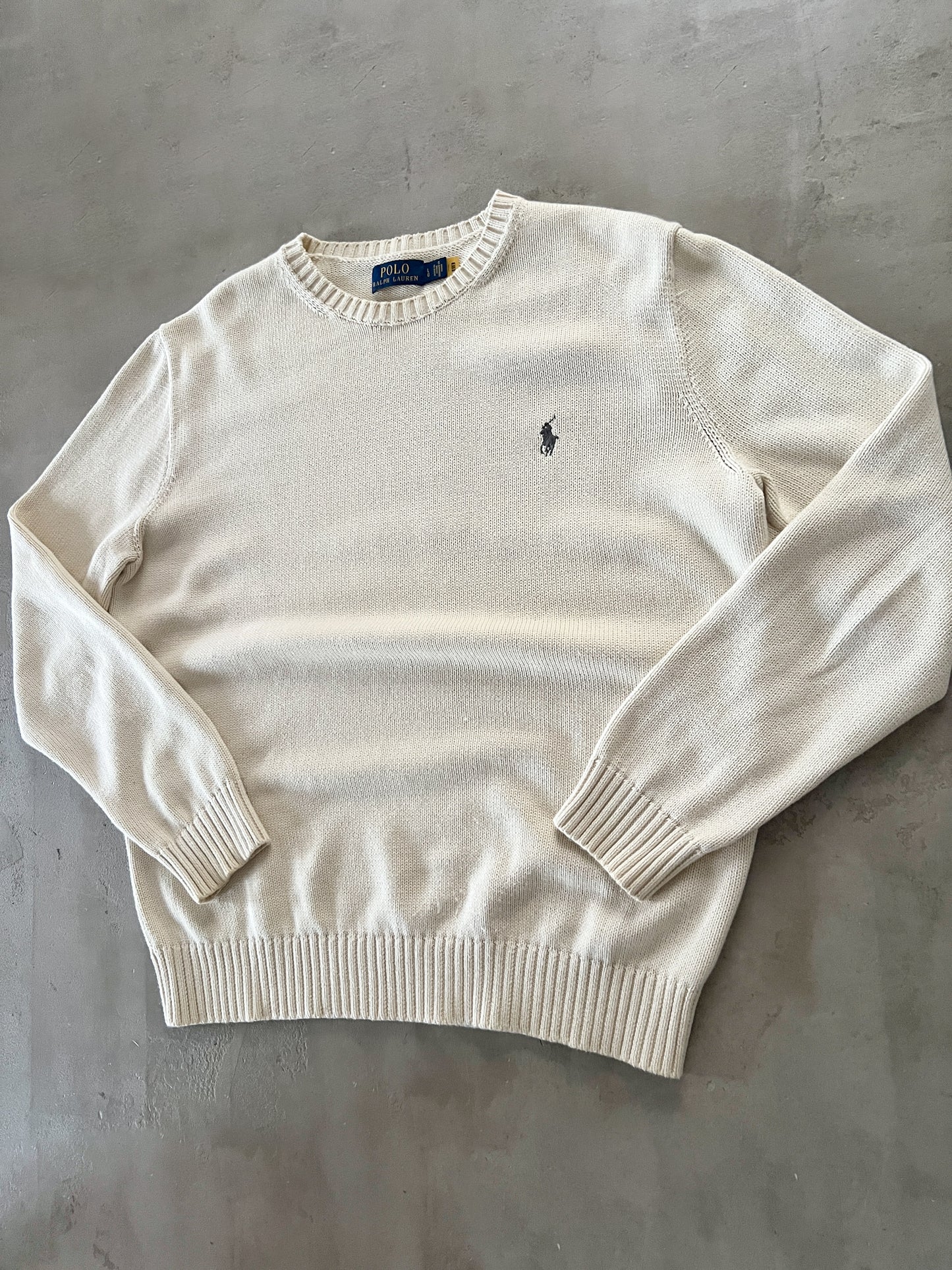 CREME RALPH LAUREN KNIT SWEATER - 2000S - L/M