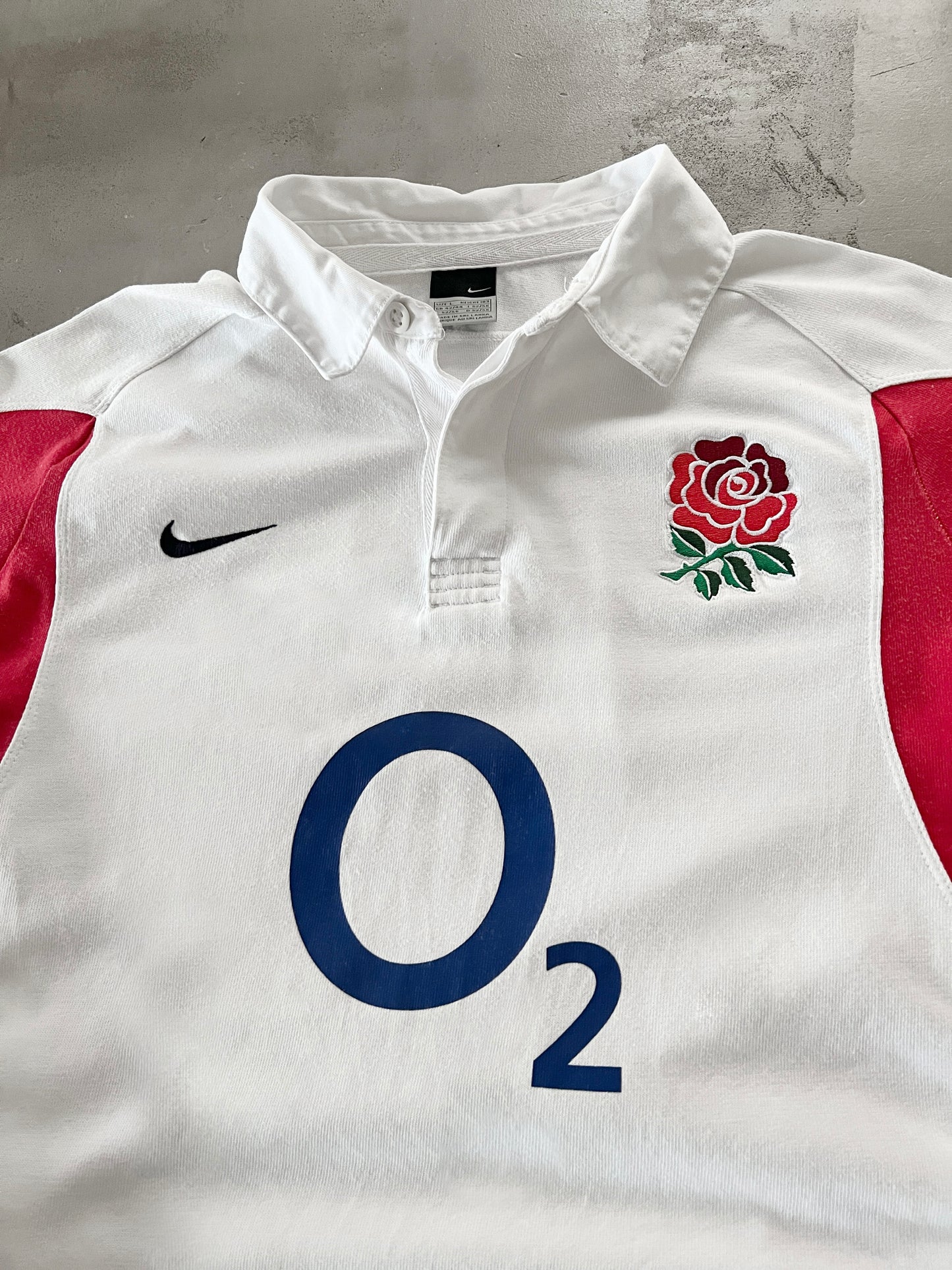 WHITE ENGLAND RUGBY LONGSLEEVE - 2000S - L