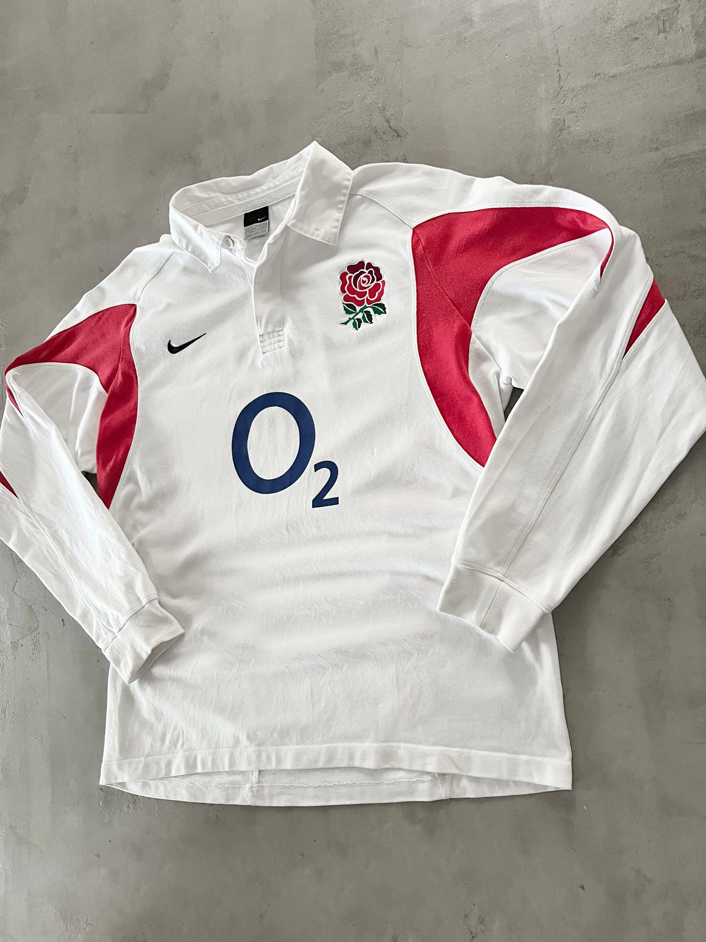 WHITE ENGLAND RUGBY LONGSLEEVE - 2000S - L