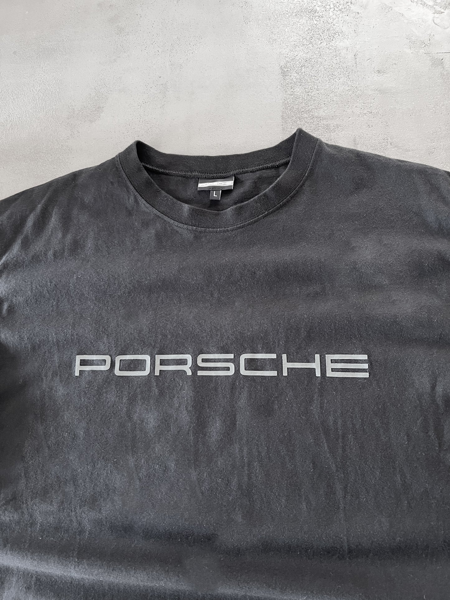 BLACK PORSCHE TEE - 1990S - L
