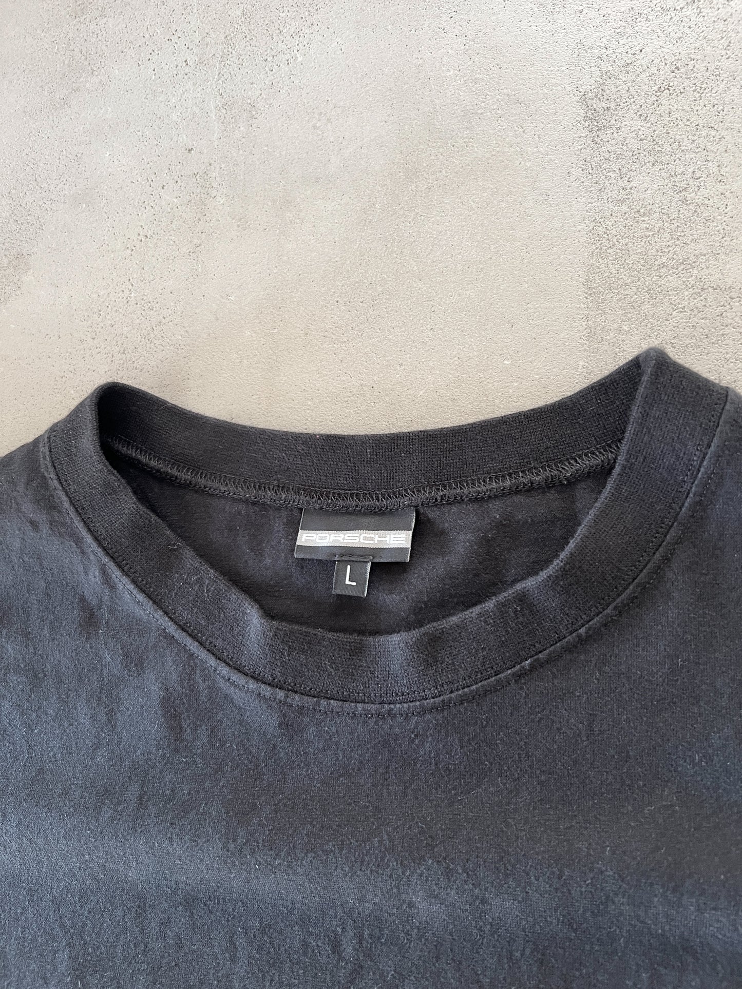 BLACK PORSCHE TEE - 1990S - L