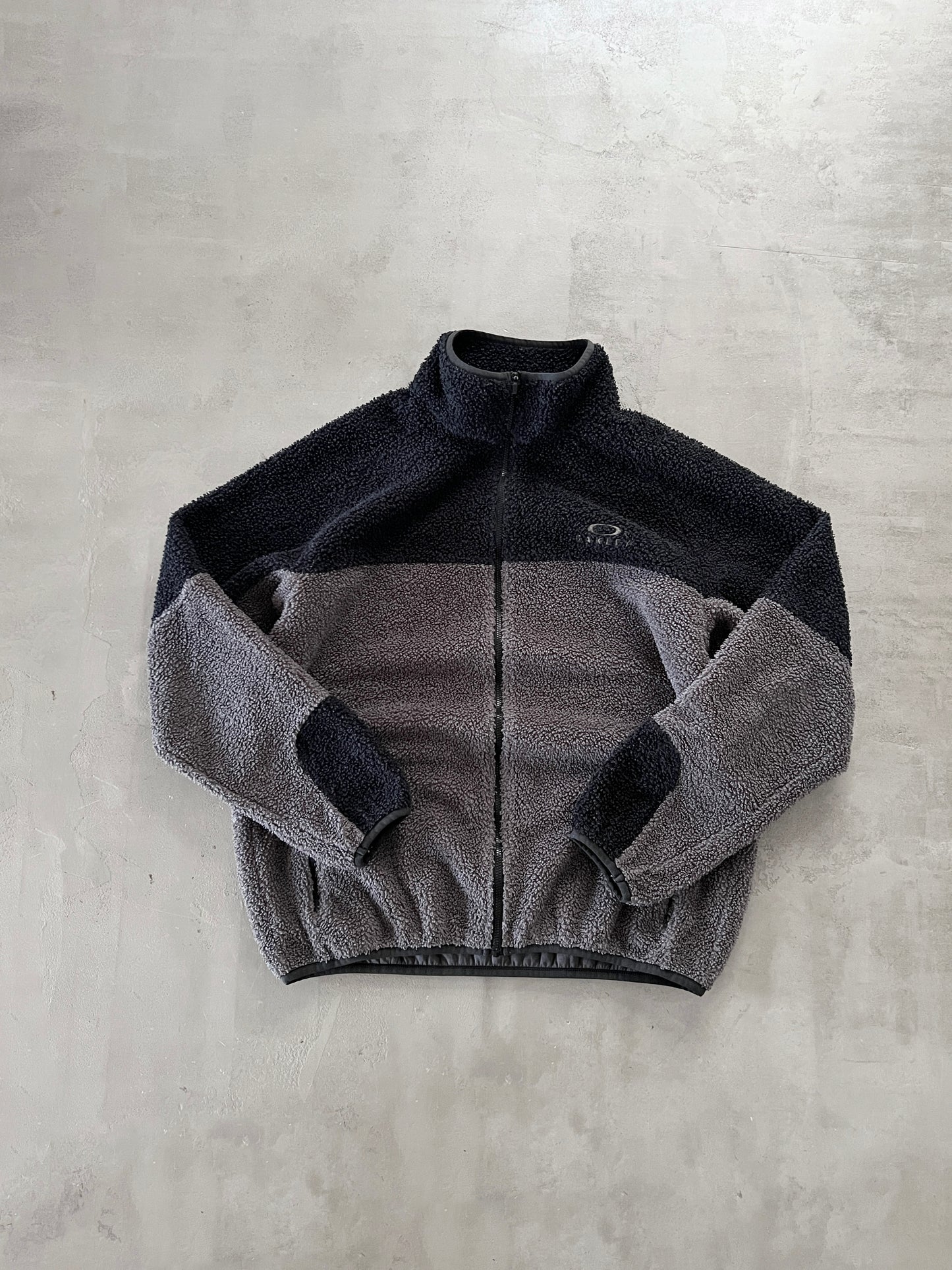 GREY/BLACK OAKLEY FLEECE JACKET - 2000S - M
