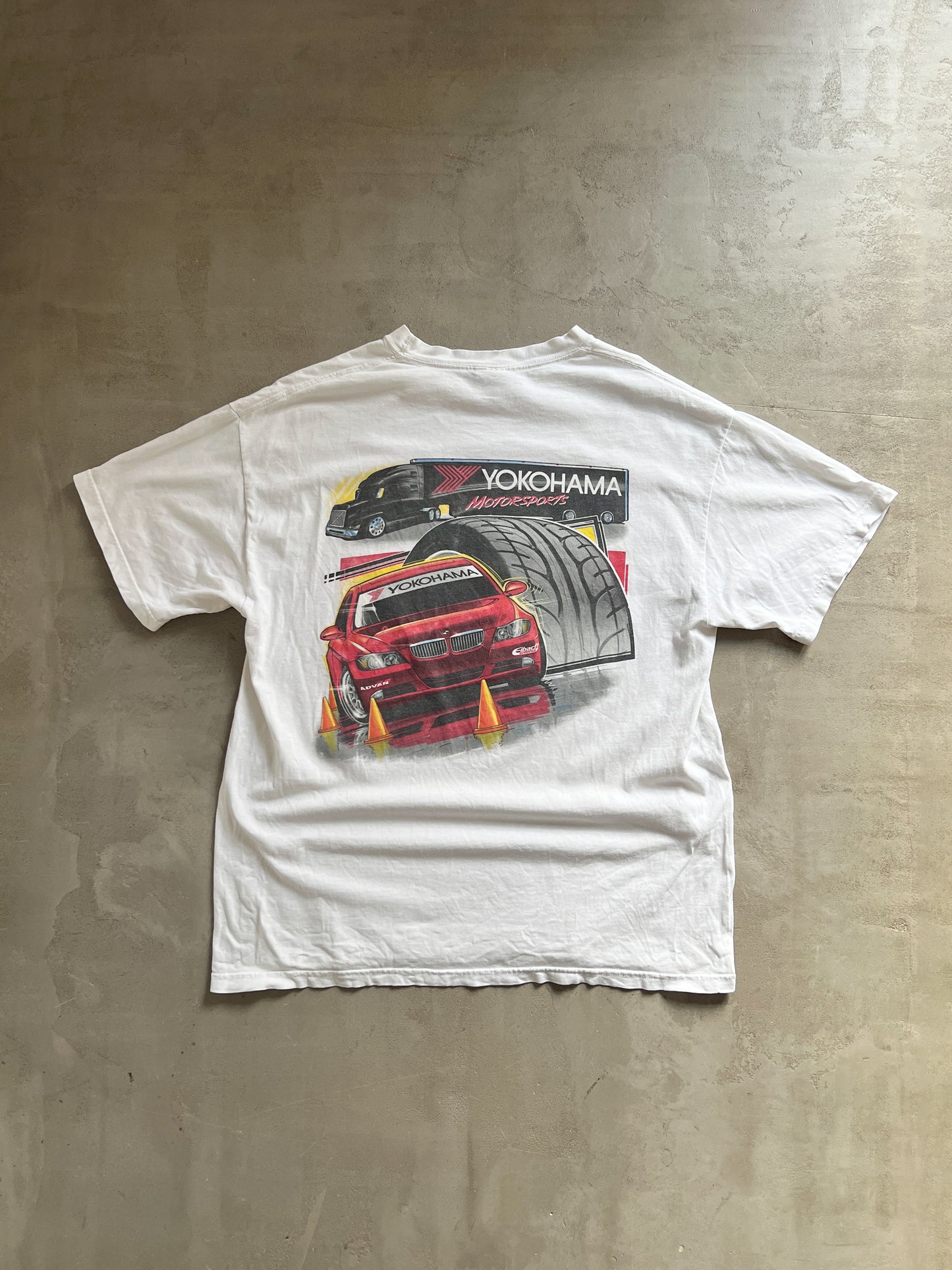 WHITE YOKOHAMA X BMW RACING TEE - 2000S - M/L