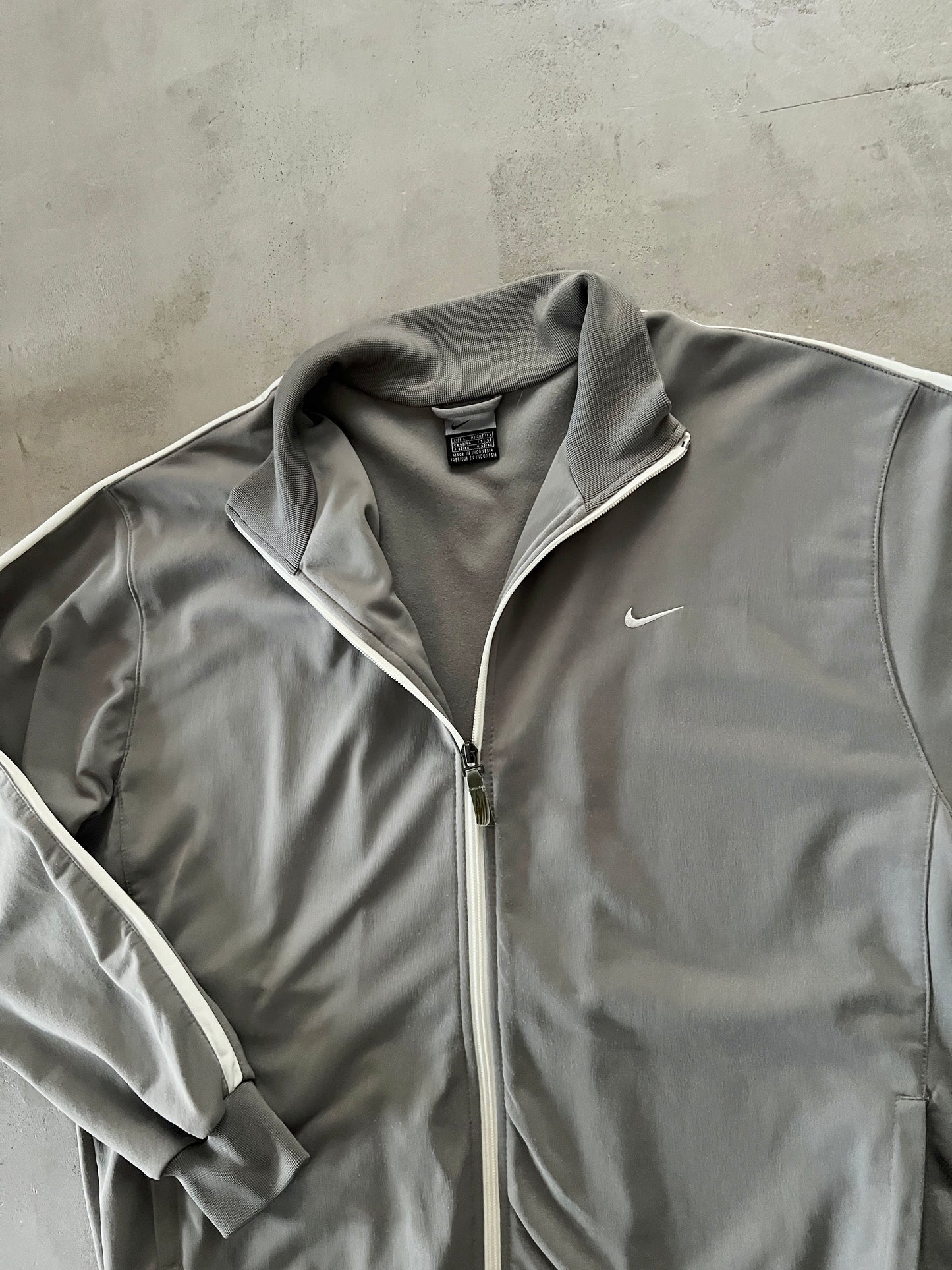 GREY/KHAKI NIKE TRACK JACKET - 2000S - XL