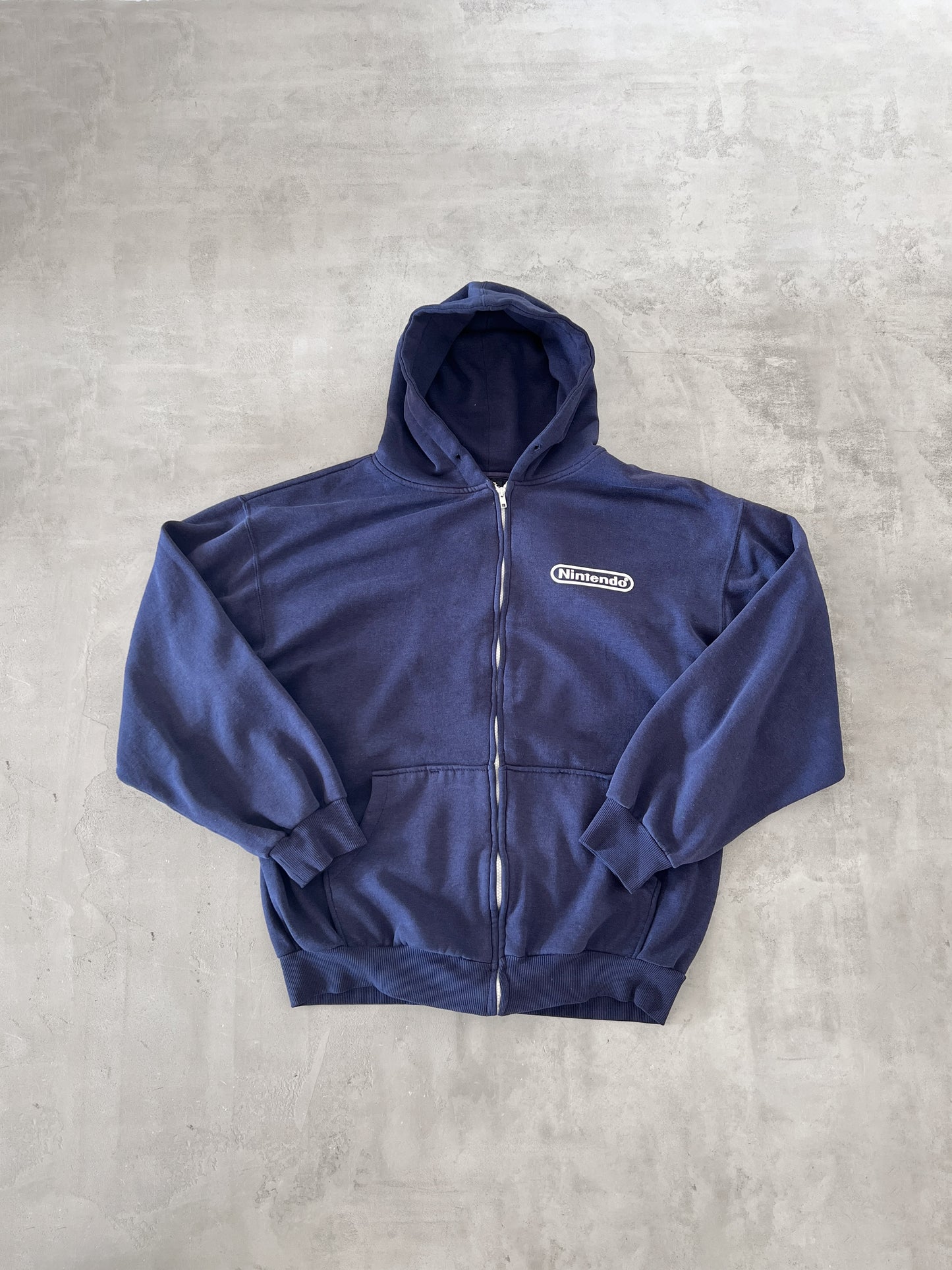 NAVY NINTENDO ZIP UP HOODIE - 2000S - XL/L