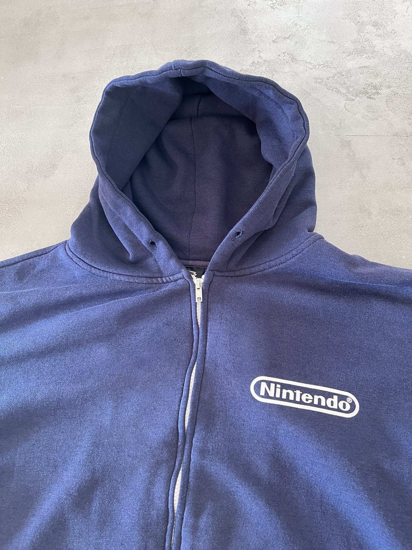 NAVY NINTENDO ZIP UP HOODIE - 2000S - XL/L