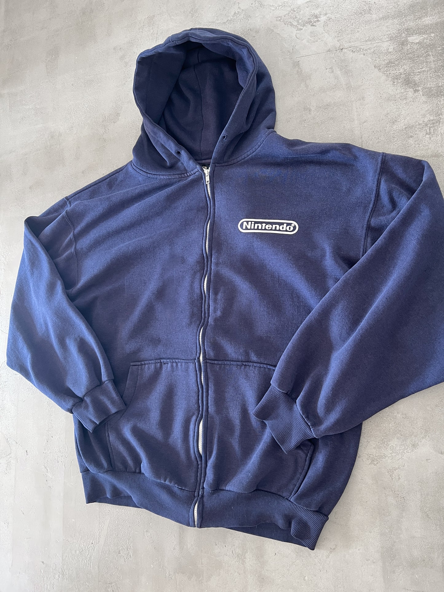 NAVY NINTENDO ZIP UP HOODIE - 2000S - XL/L