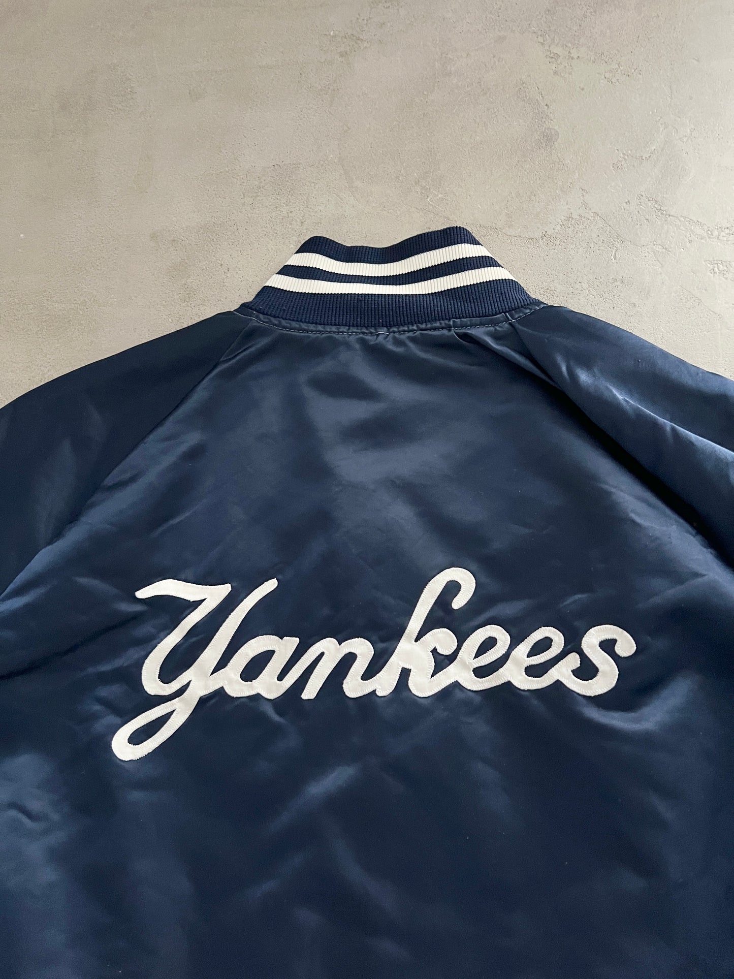NAVY YANKEES COLLEGE JACKET - 1990S - S