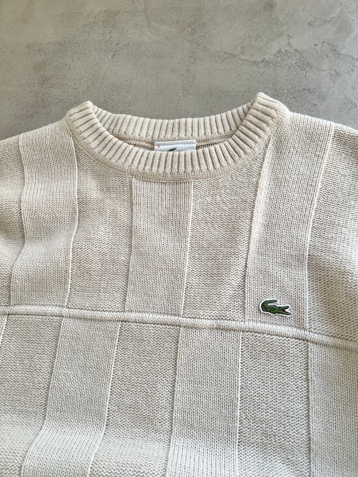 CREME LACOSTE KNIT SWEATER - 2000S - M