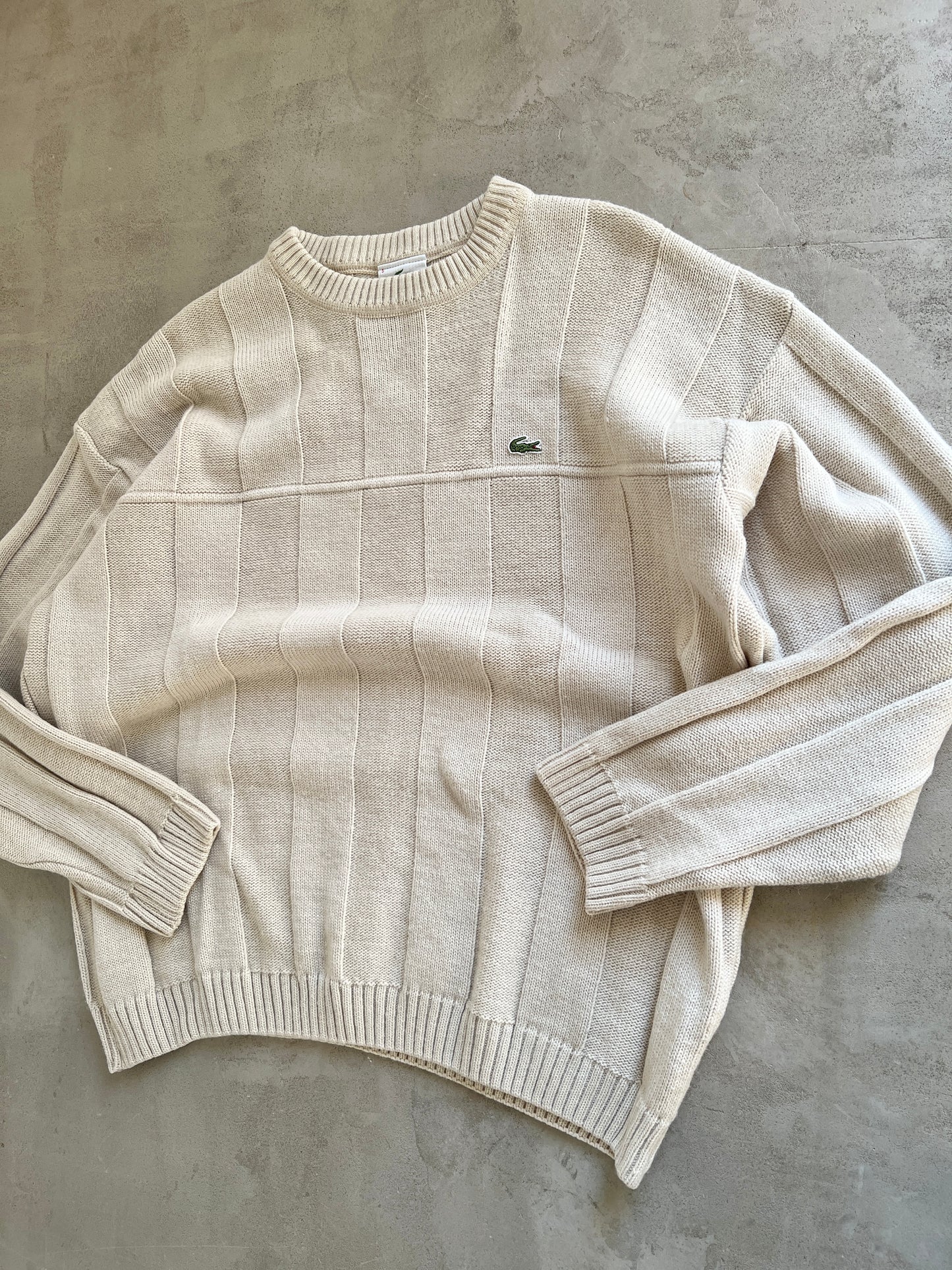 CREME LACOSTE KNIT SWEATER - 2000S - M