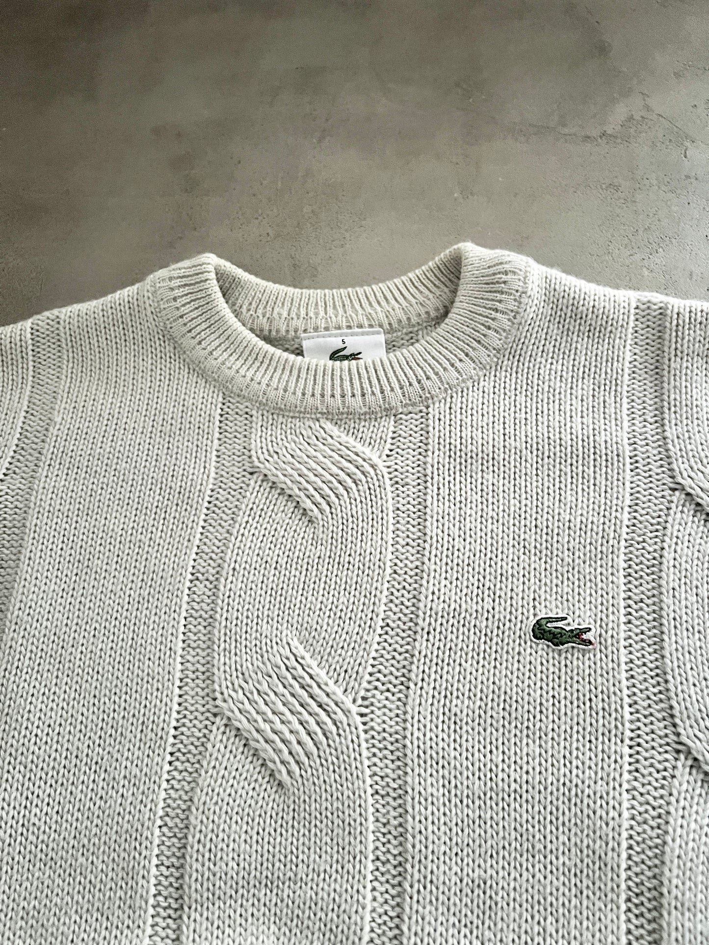 CREME LACOSTE KNIT SWEATER - 2000S - L