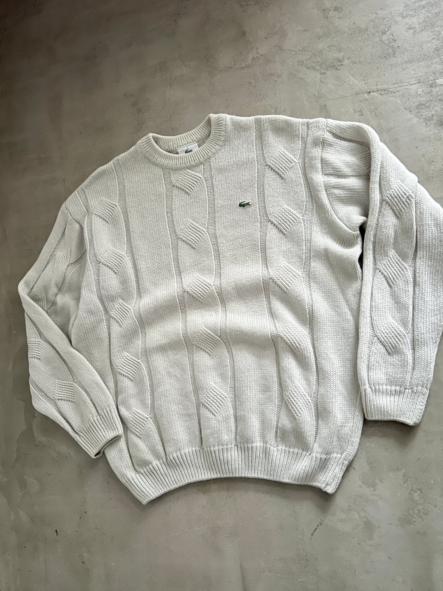 CREME LACOSTE KNIT SWEATER - 2000S - L