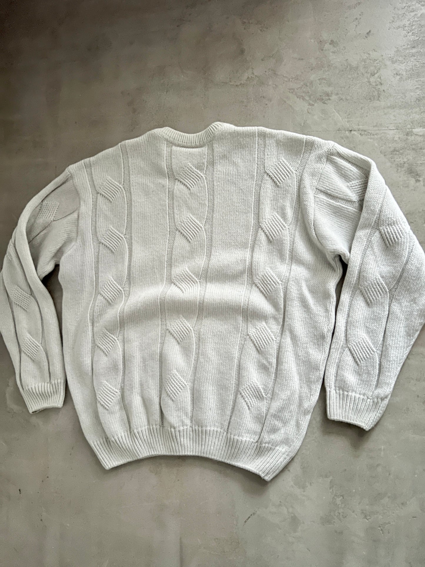 CREME LACOSTE KNIT SWEATER - 2000S - L