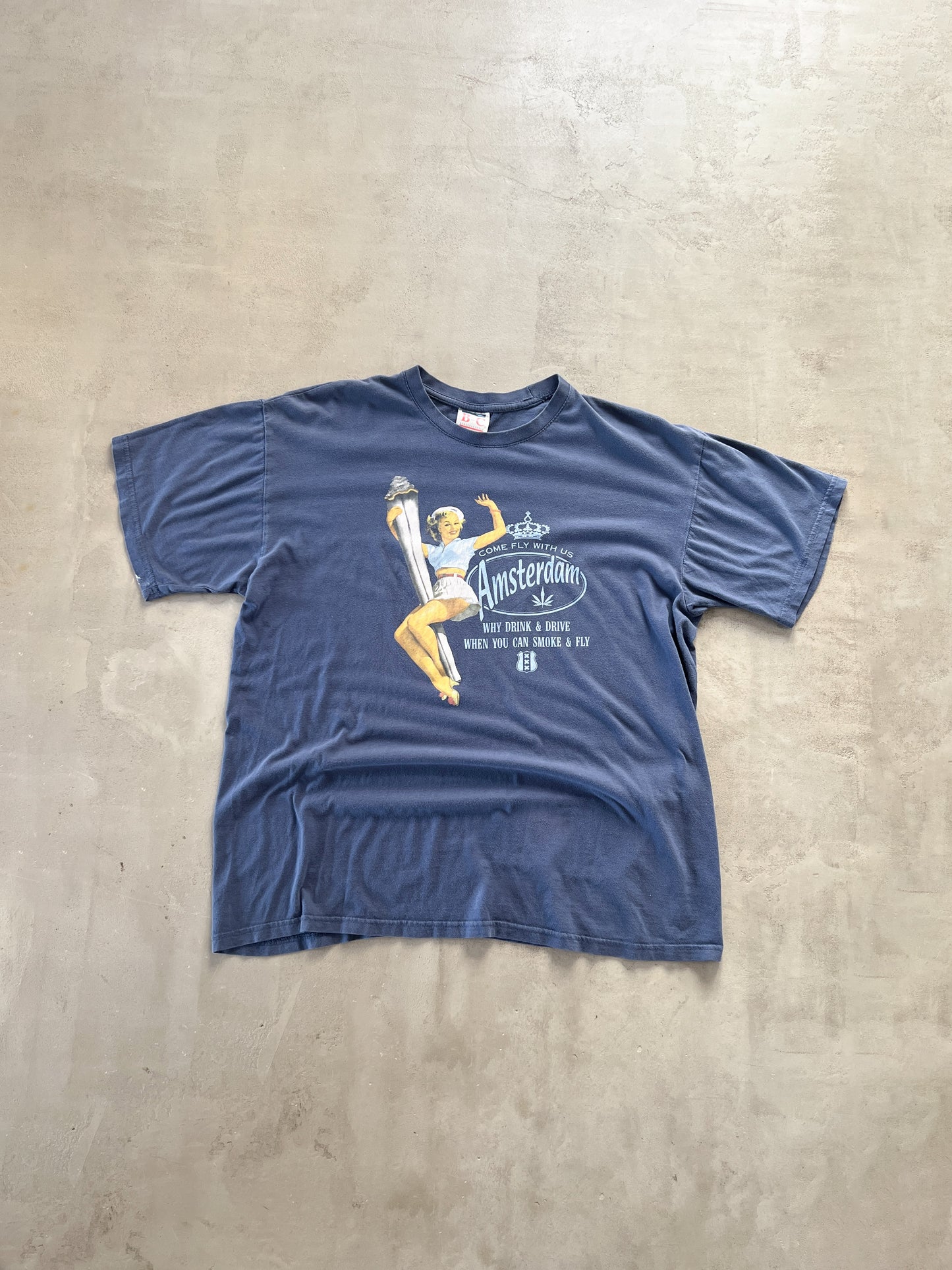 NAVY AMSTERDAM SMOKING TEE - 1990S - L/M