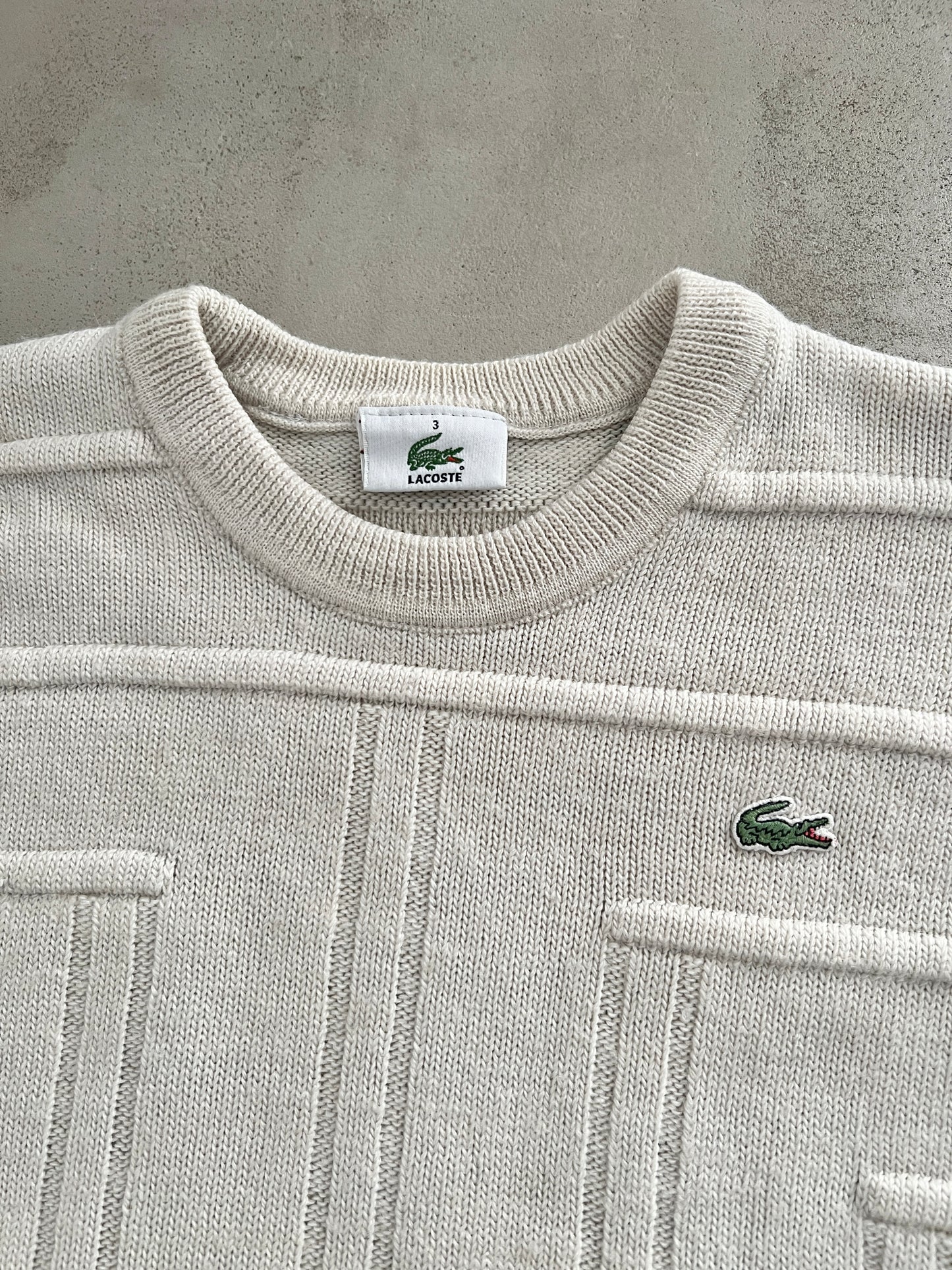 CREME LACOSTE KNIT SWEATER - 2000S - XS/S