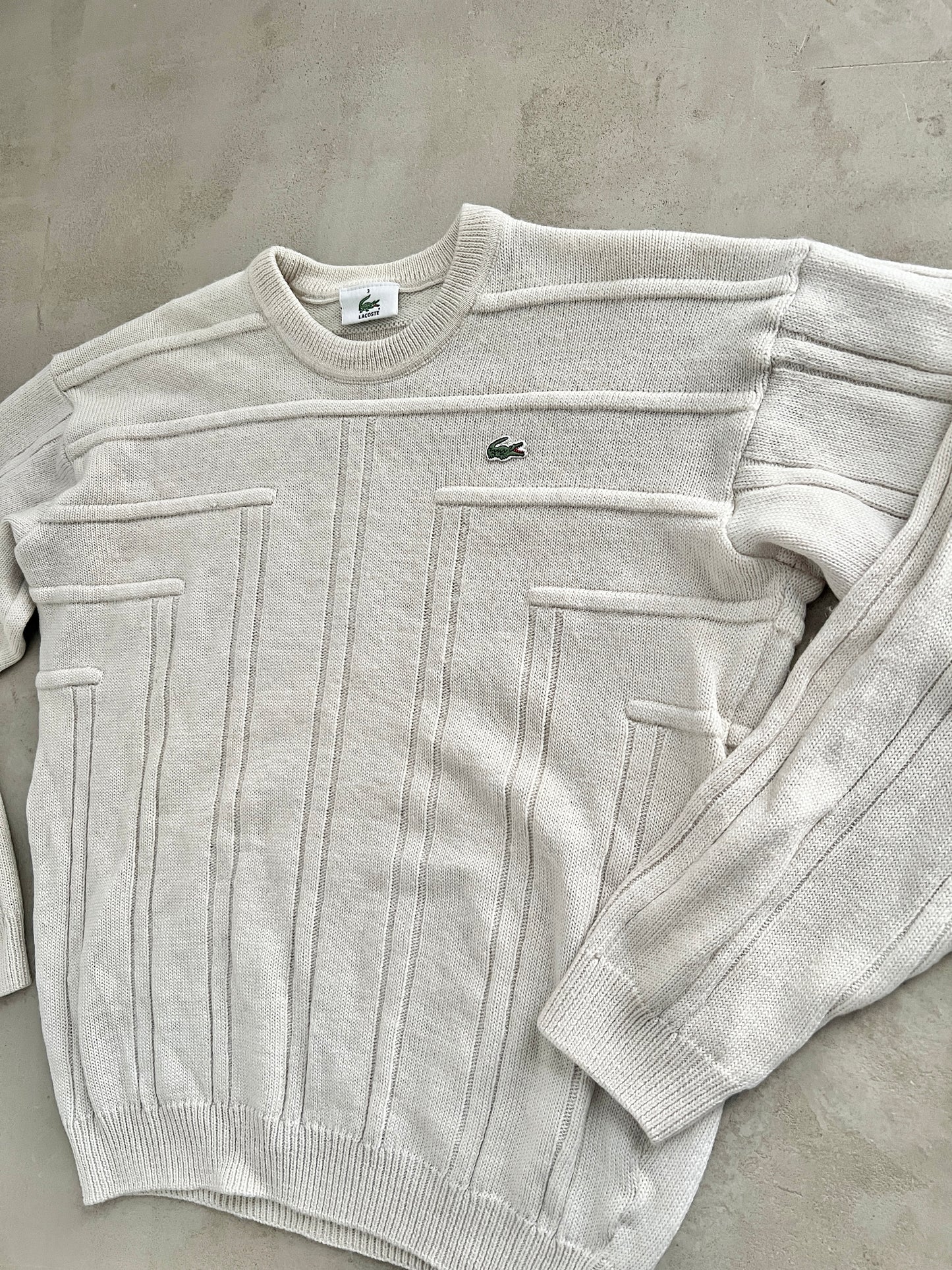 CREME LACOSTE KNIT SWEATER - 2000S - XS/S