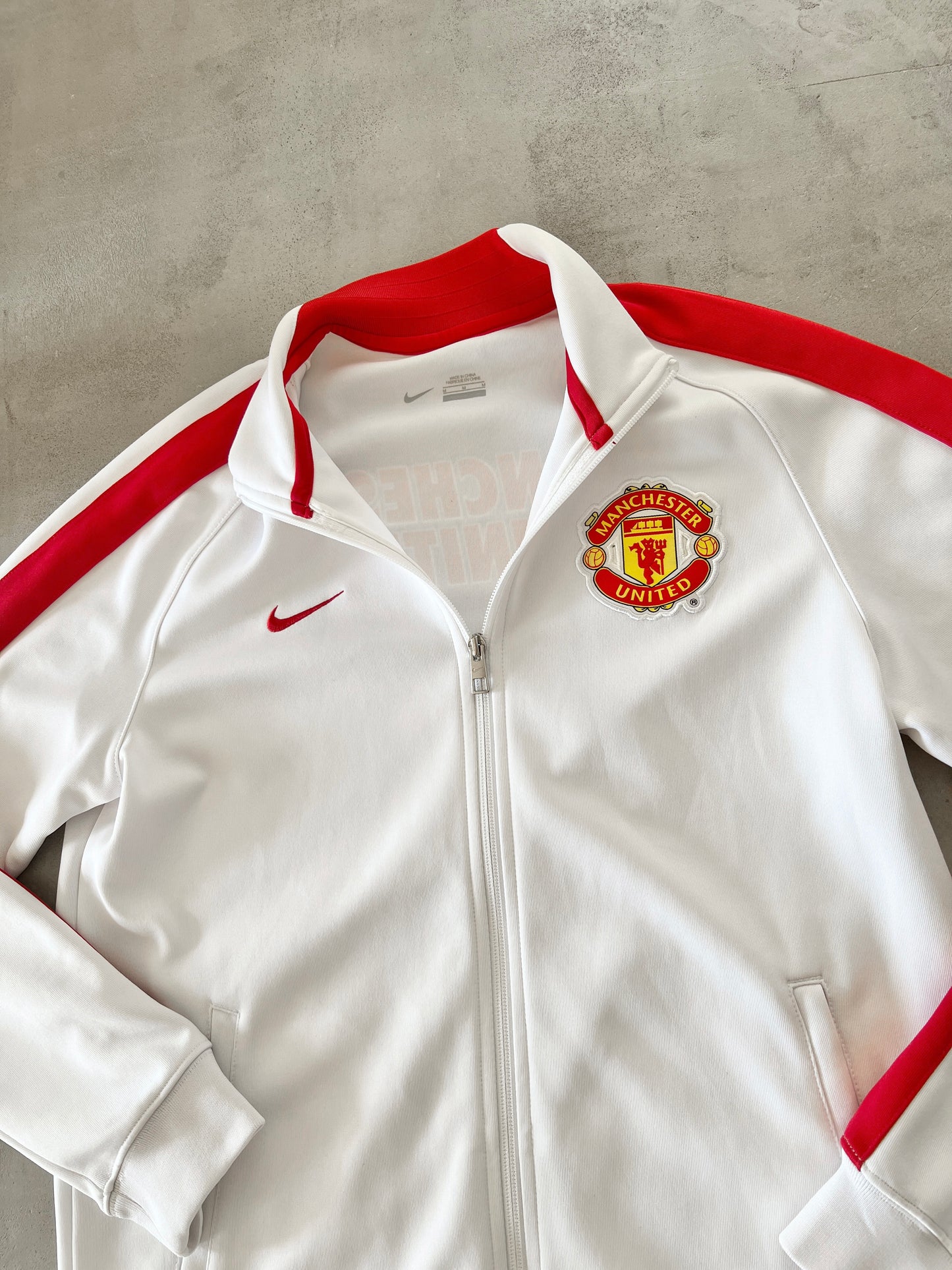 WHITE MANCHESTER UNITED TRACK JACKET - 2000S - M/L