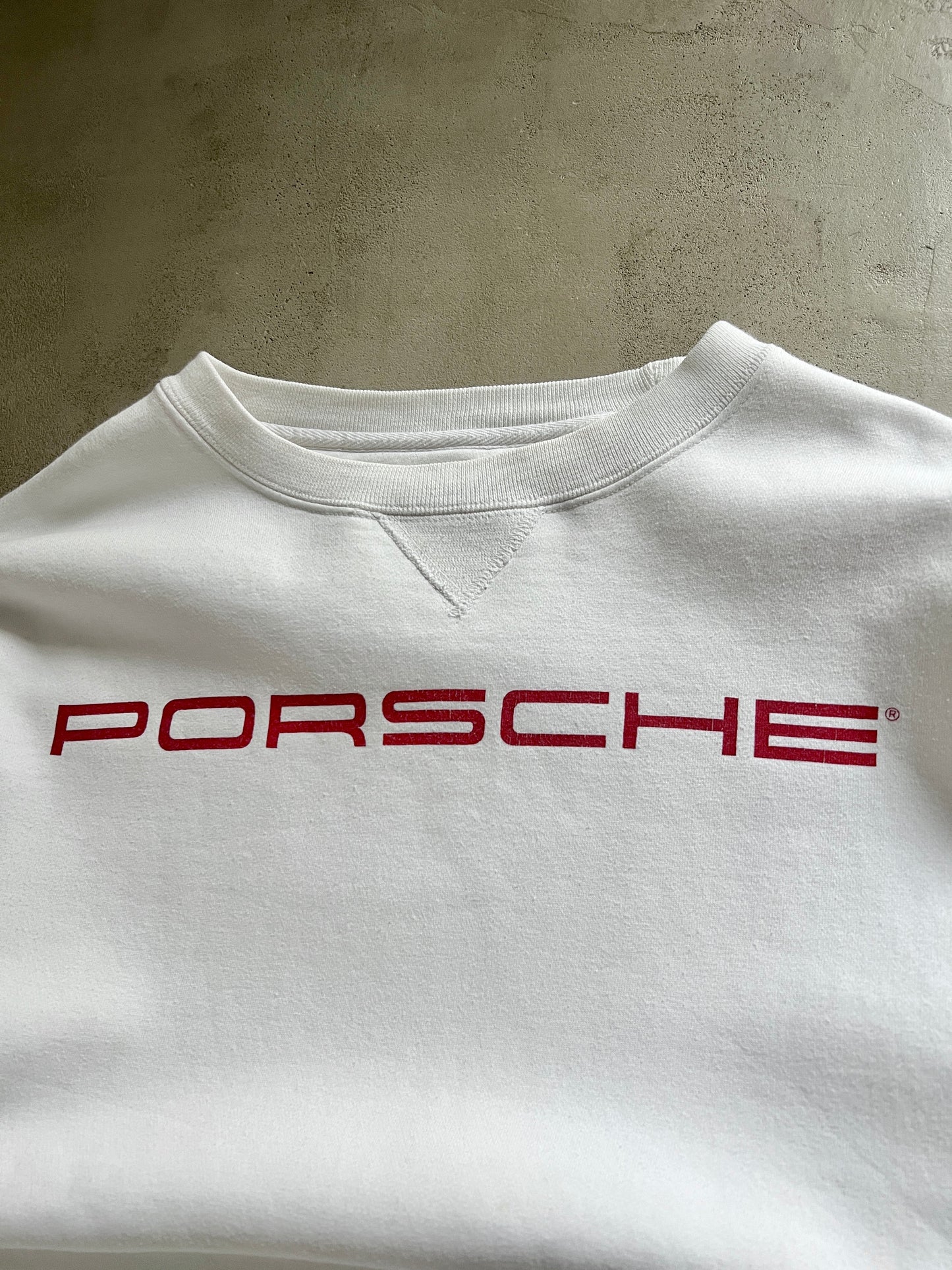 WHITE PORSCHE SWEATER - 1990S - L/M