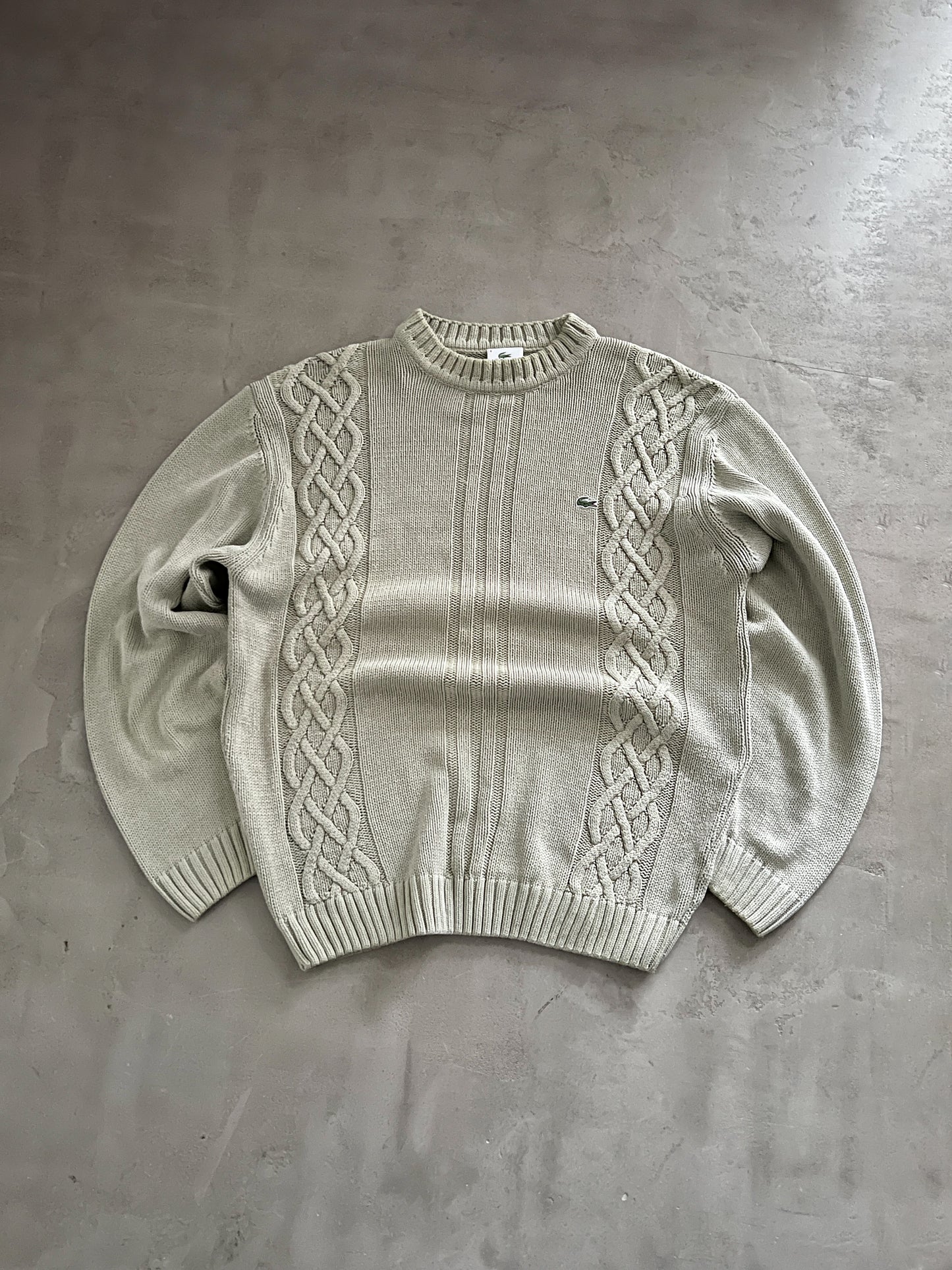 CREME LACOSTE KNIT SWEATER - 2000S - L/XL