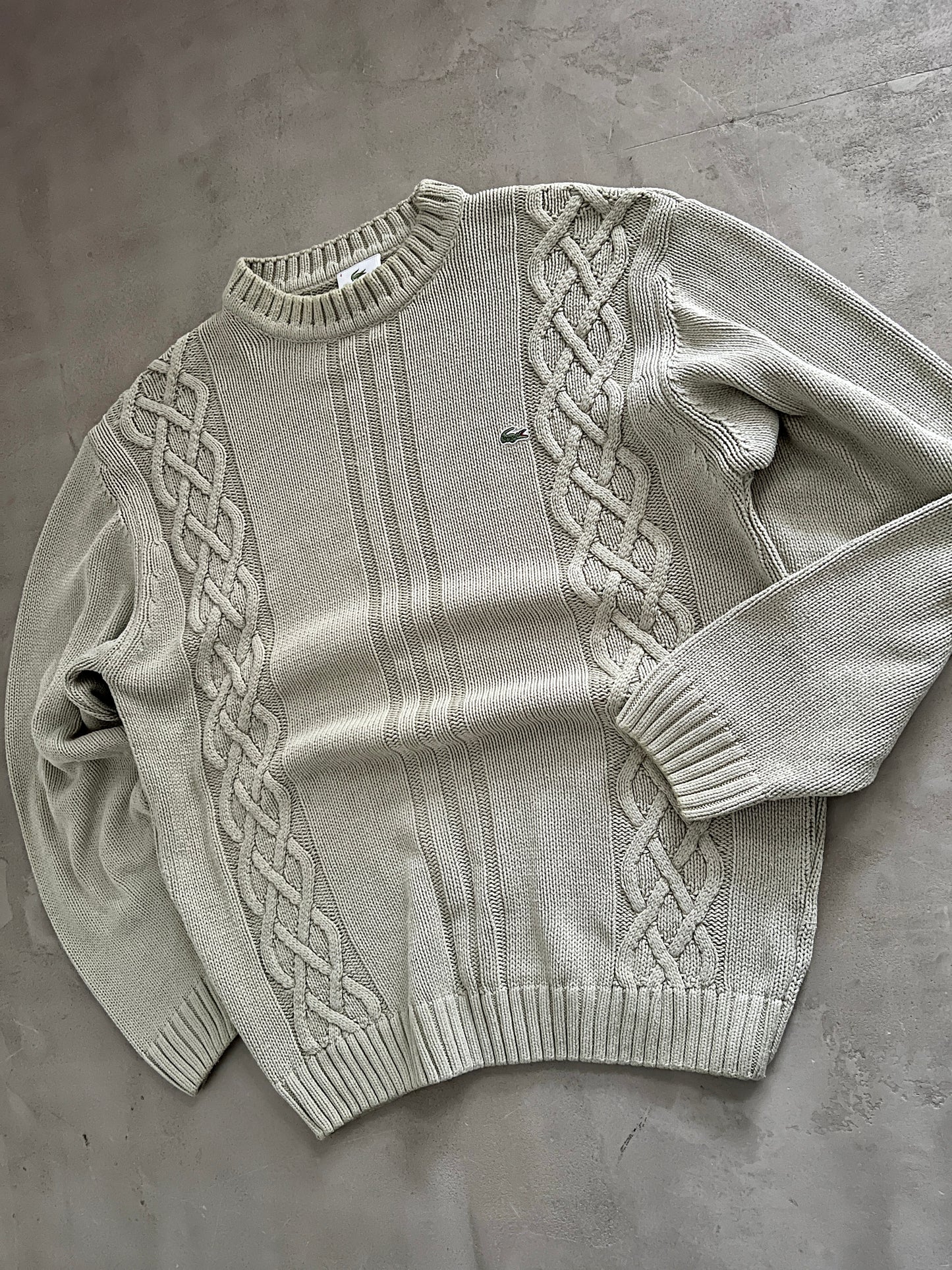 CREME LACOSTE KNIT SWEATER - 2000S - L/XL