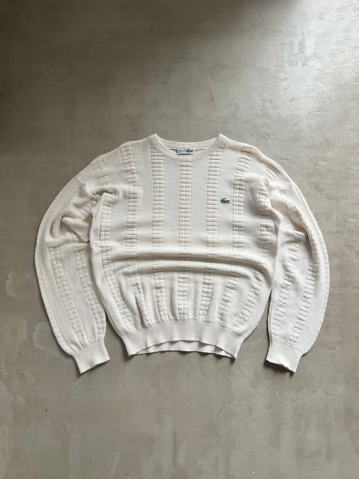 CREME LACOSTE KNIT SWEATER - 1990S - L/M