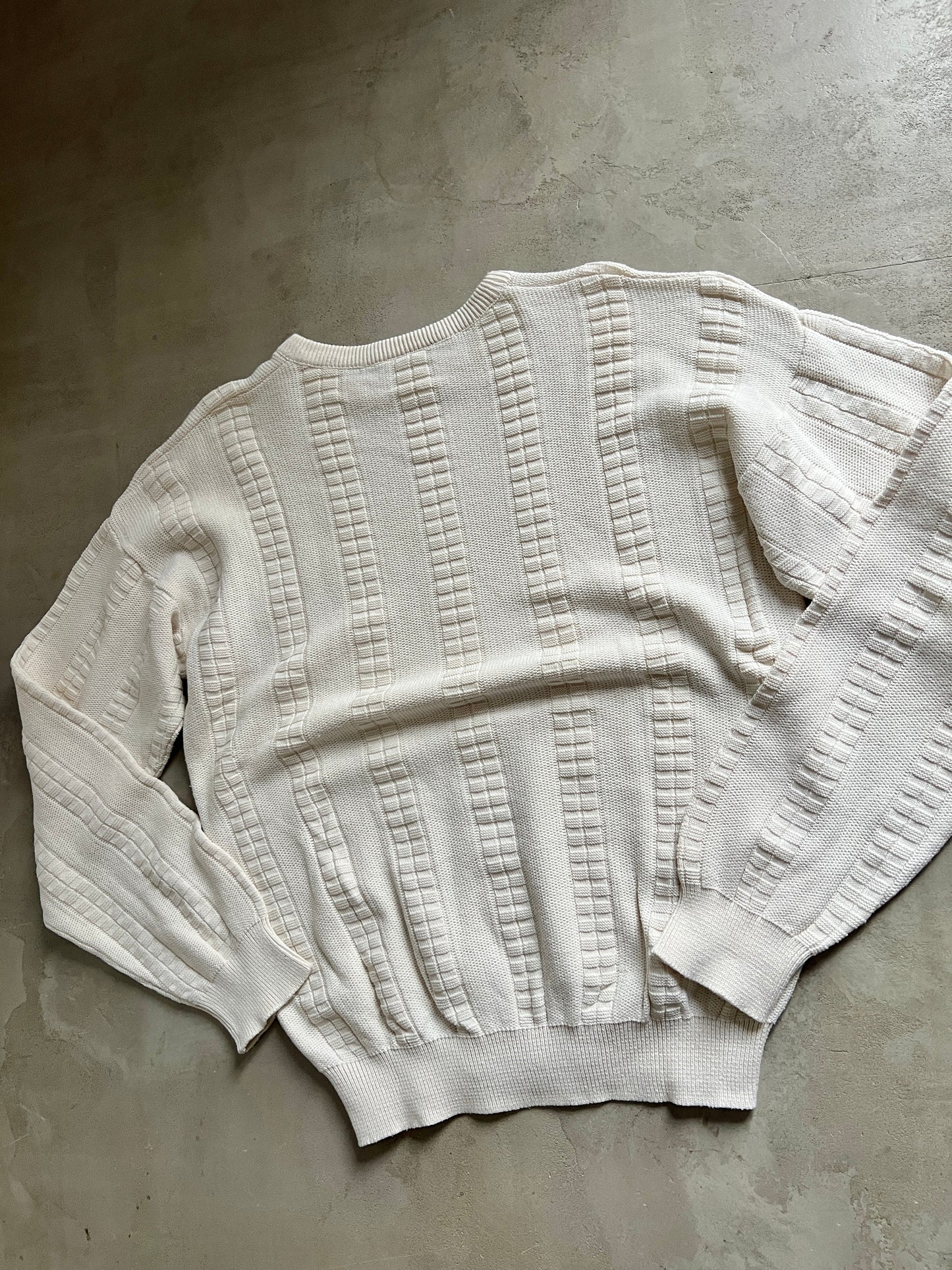 CREME LACOSTE KNIT SWEATER - 1990S - L/M
