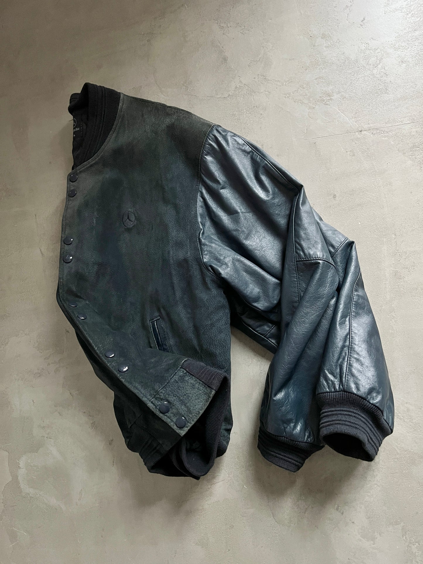 DARK GREEN MERCEDES BENZ LEATHER JACKET - 1990S - L