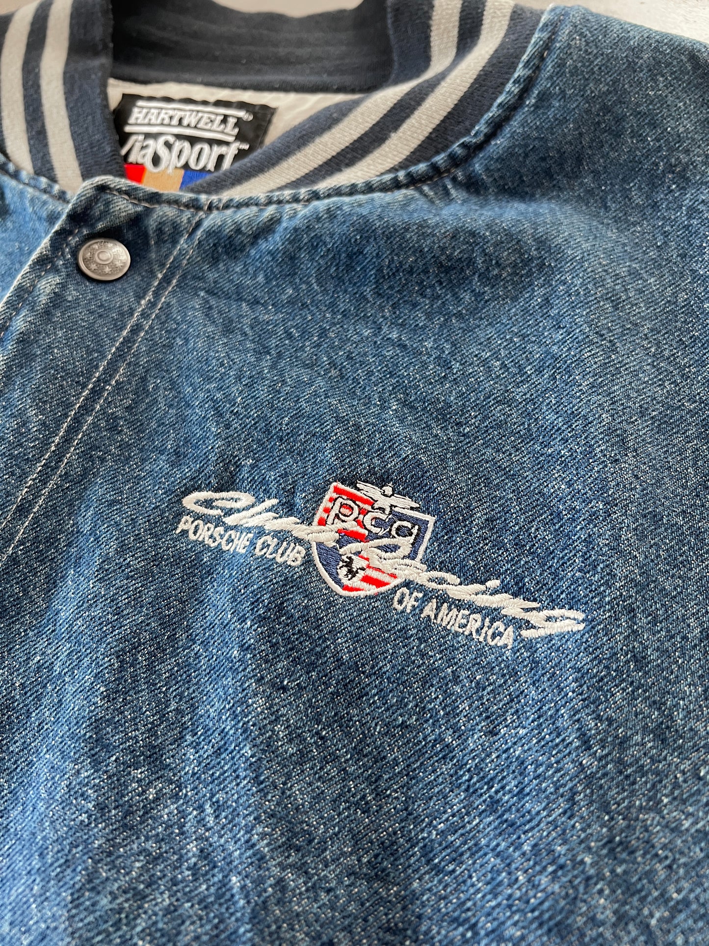 JEANS BLUE PORSCHE CLUB AMERICA JACKET - 1990S - L/XL