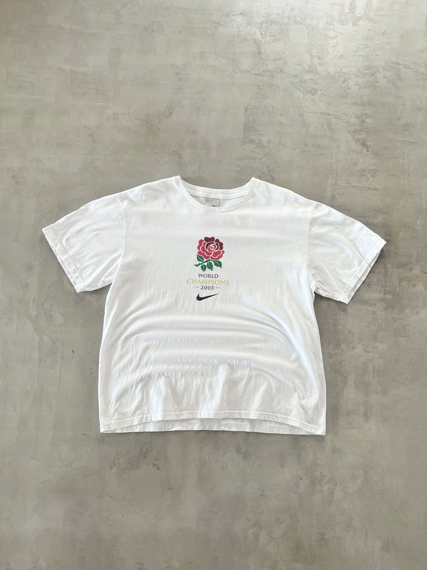WHITE NIKE ENGLAND RUGBY TEE - 2003 - L