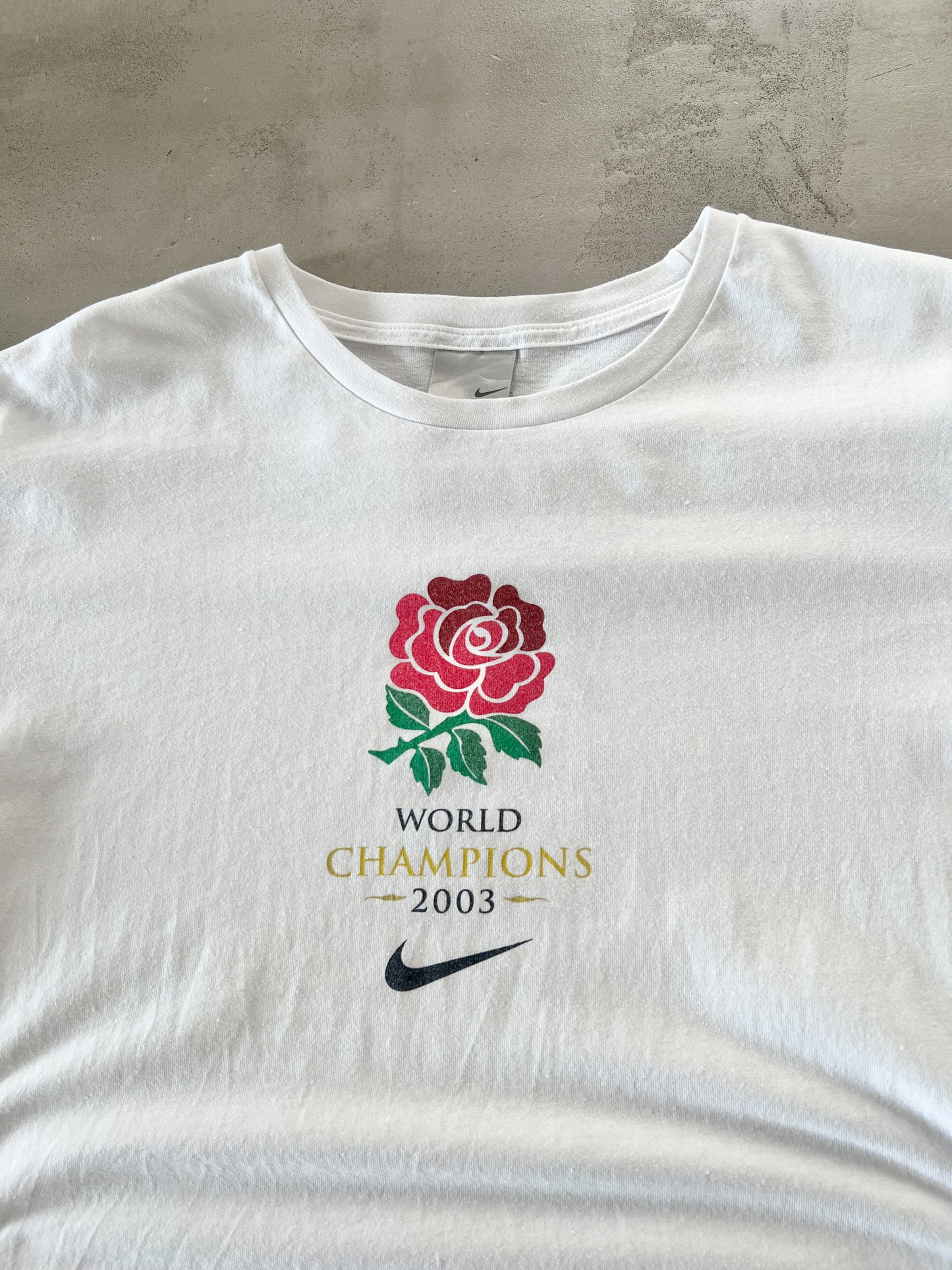 WHITE NIKE ENGLAND RUGBY TEE - 2003 - L