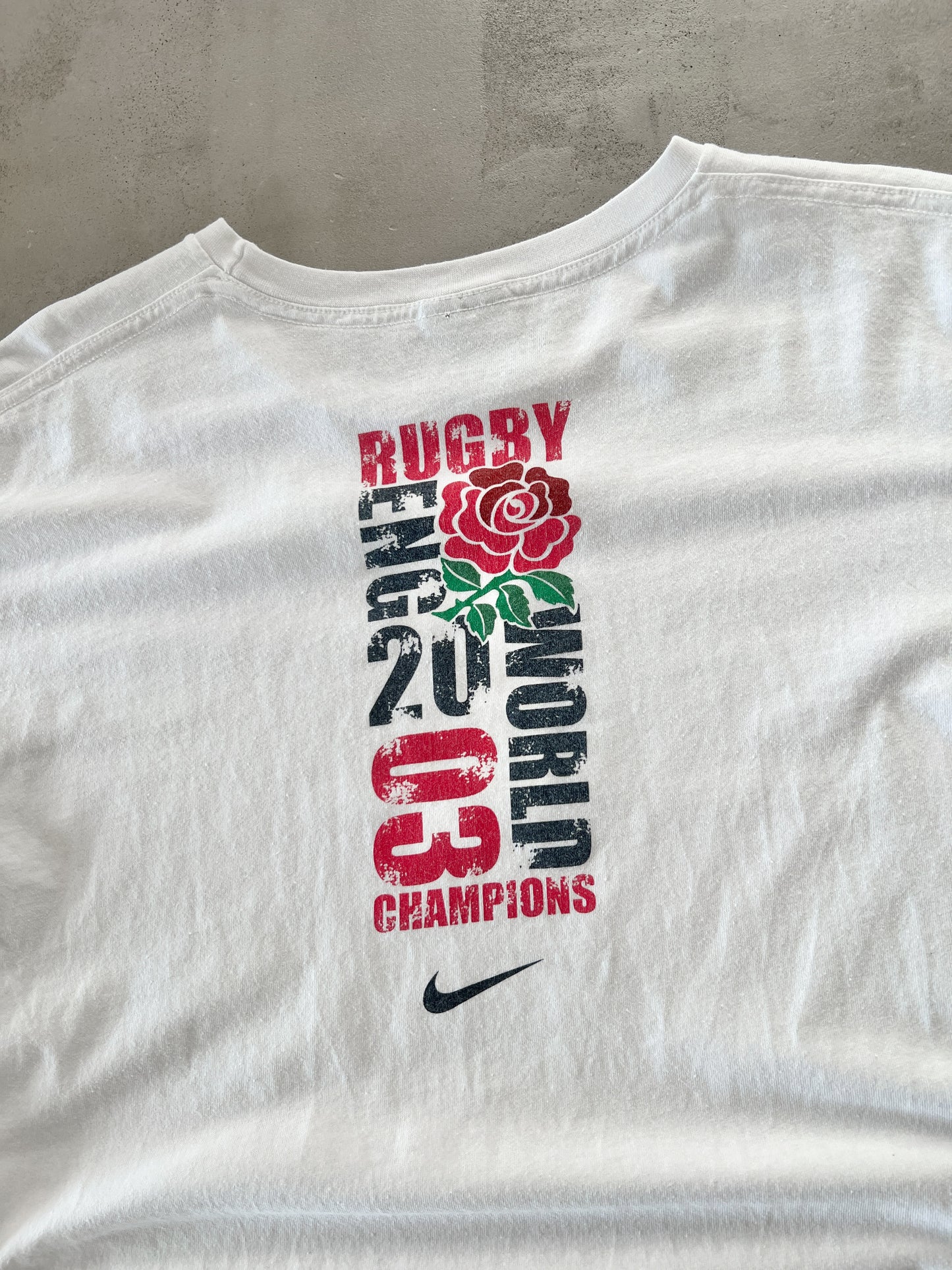 WHITE NIKE ENGLAND RUGBY TEE - 2003 - L