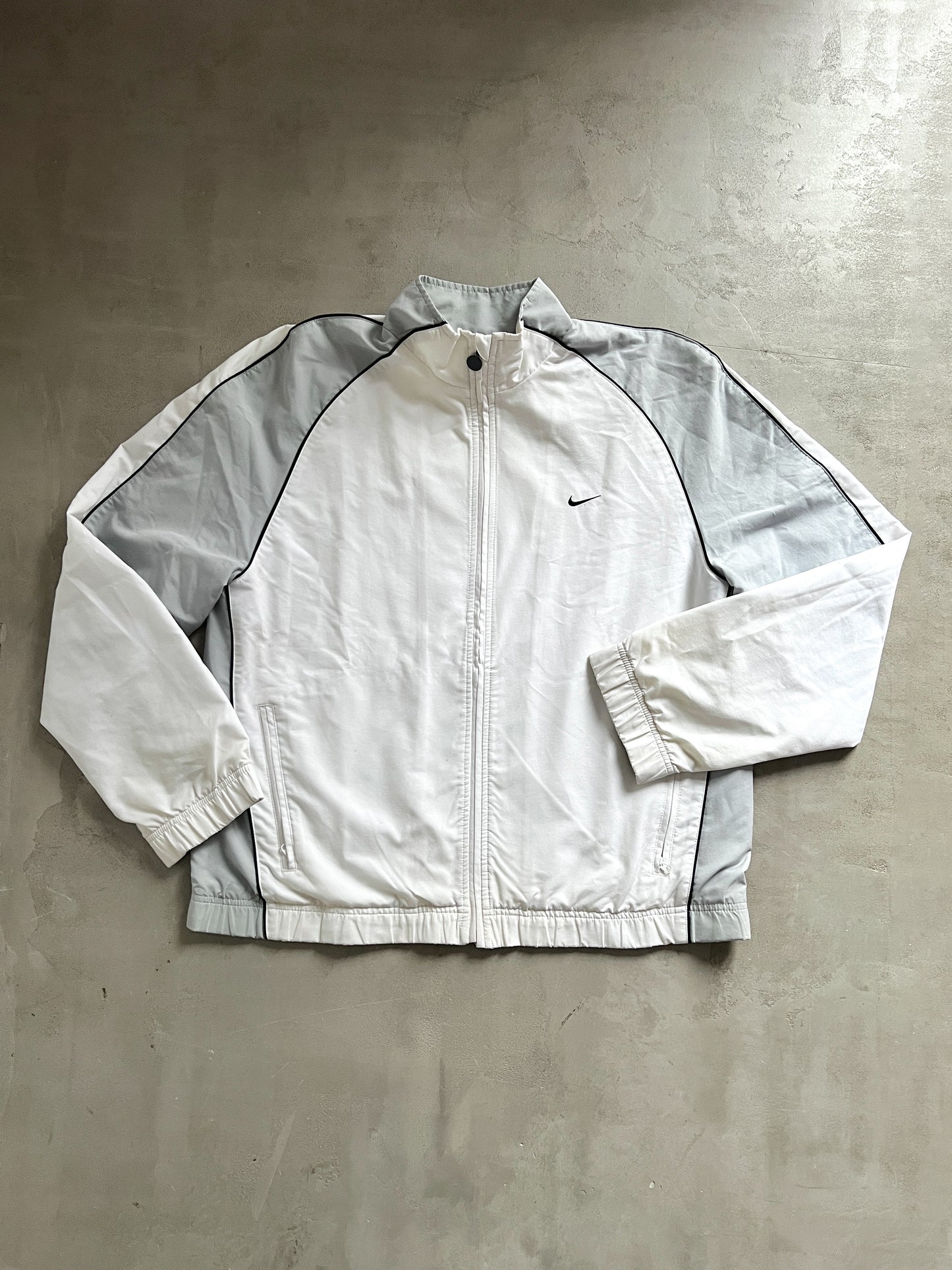 WHITE/GREY NIKE TRACK JACKET - 2000S - L
