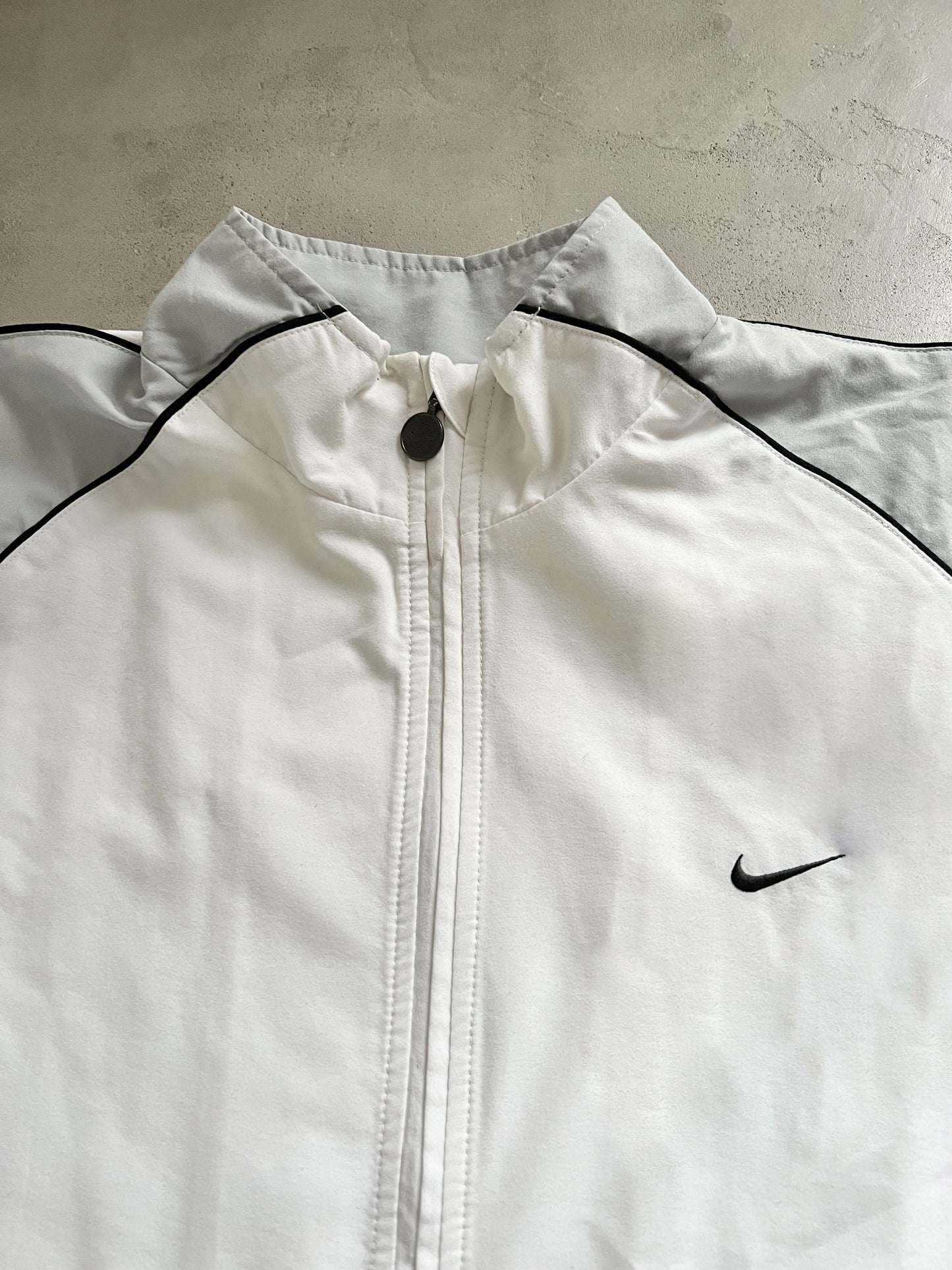 WHITE/GREY NIKE TRACK JACKET - 2000S - L