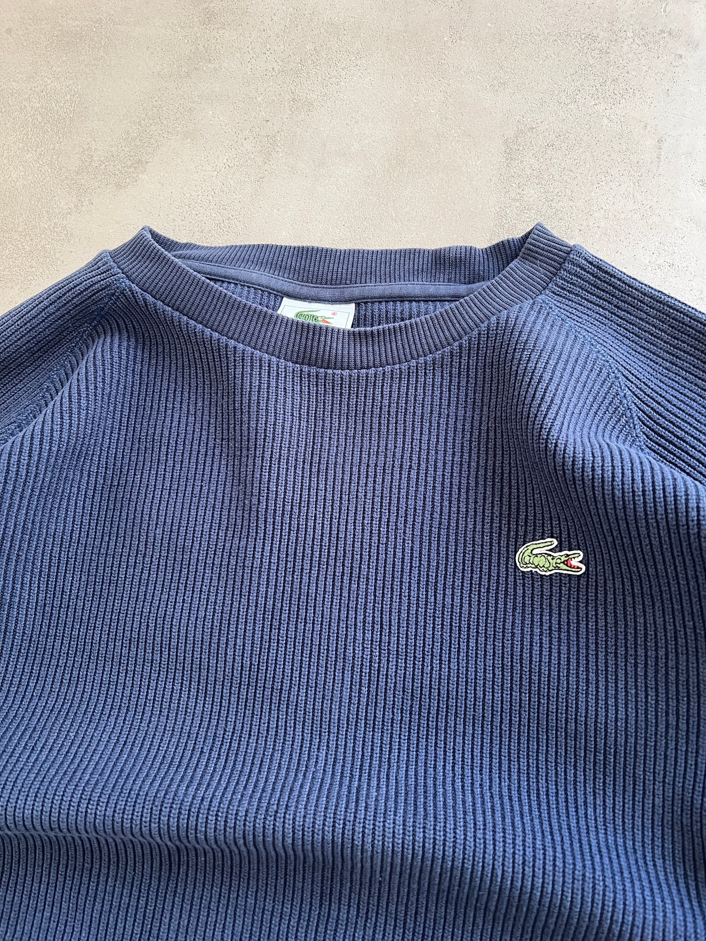 NAVY LACOSTE KNIT SWEATER - 2000S - M