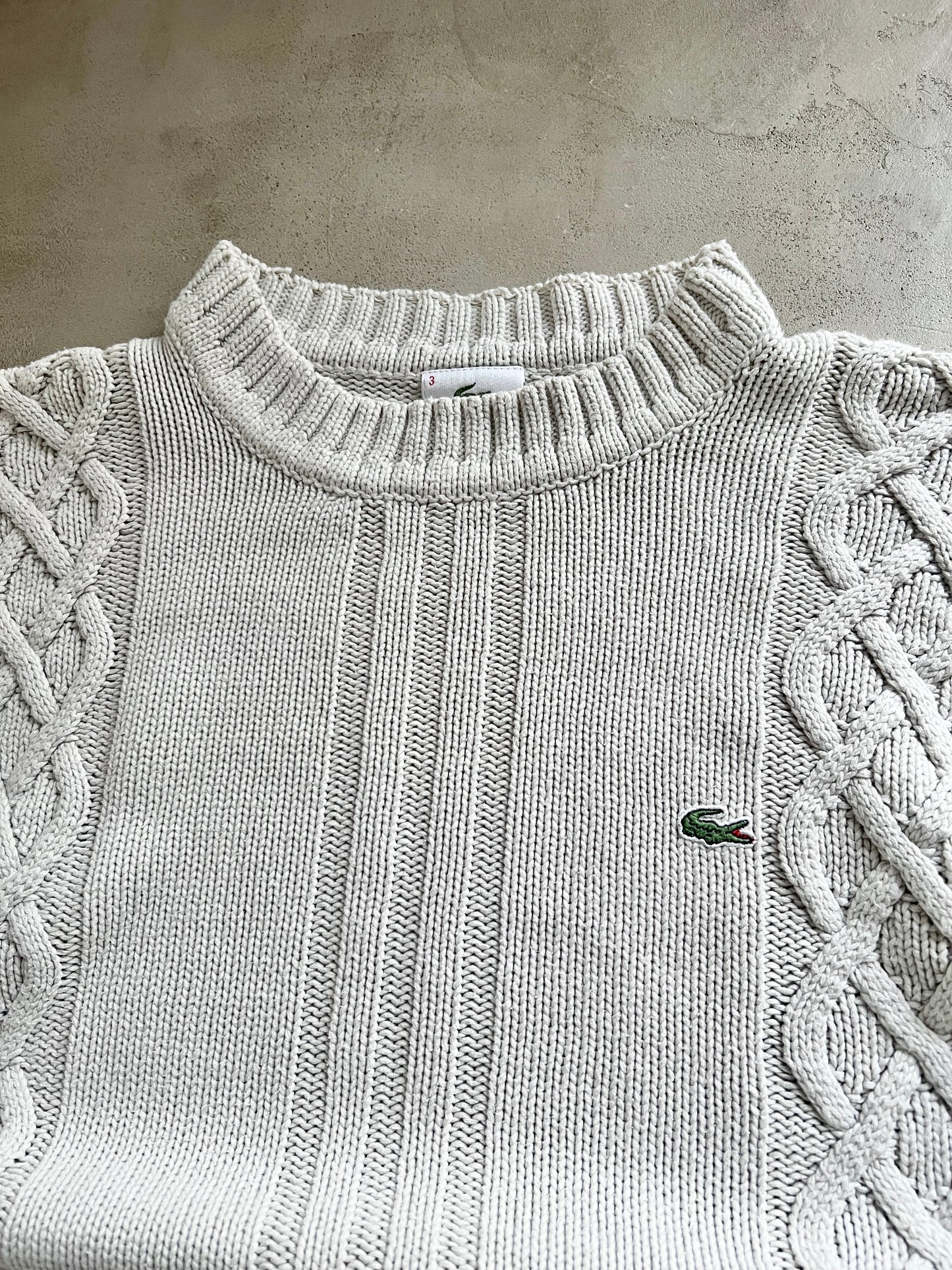CREME LACOSTE KNIT SWEATER - 2000S - L