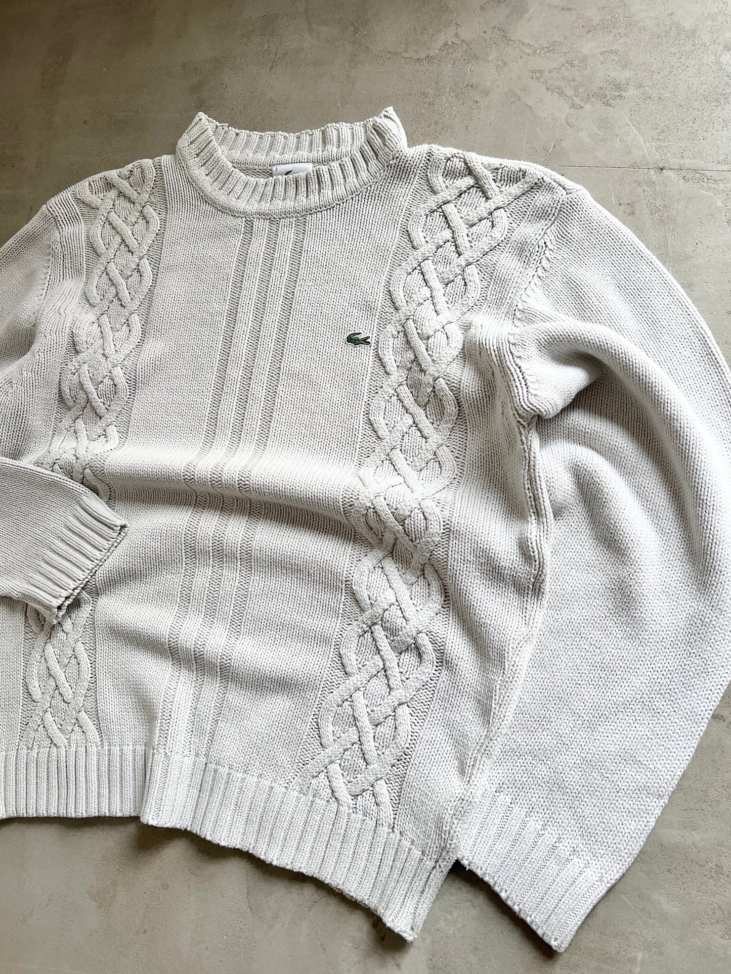 CREME LACOSTE KNIT SWEATER - 2000S - L