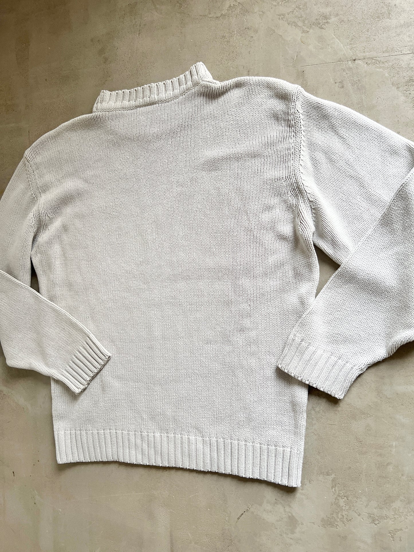CREME LACOSTE KNIT SWEATER - 2000S - L
