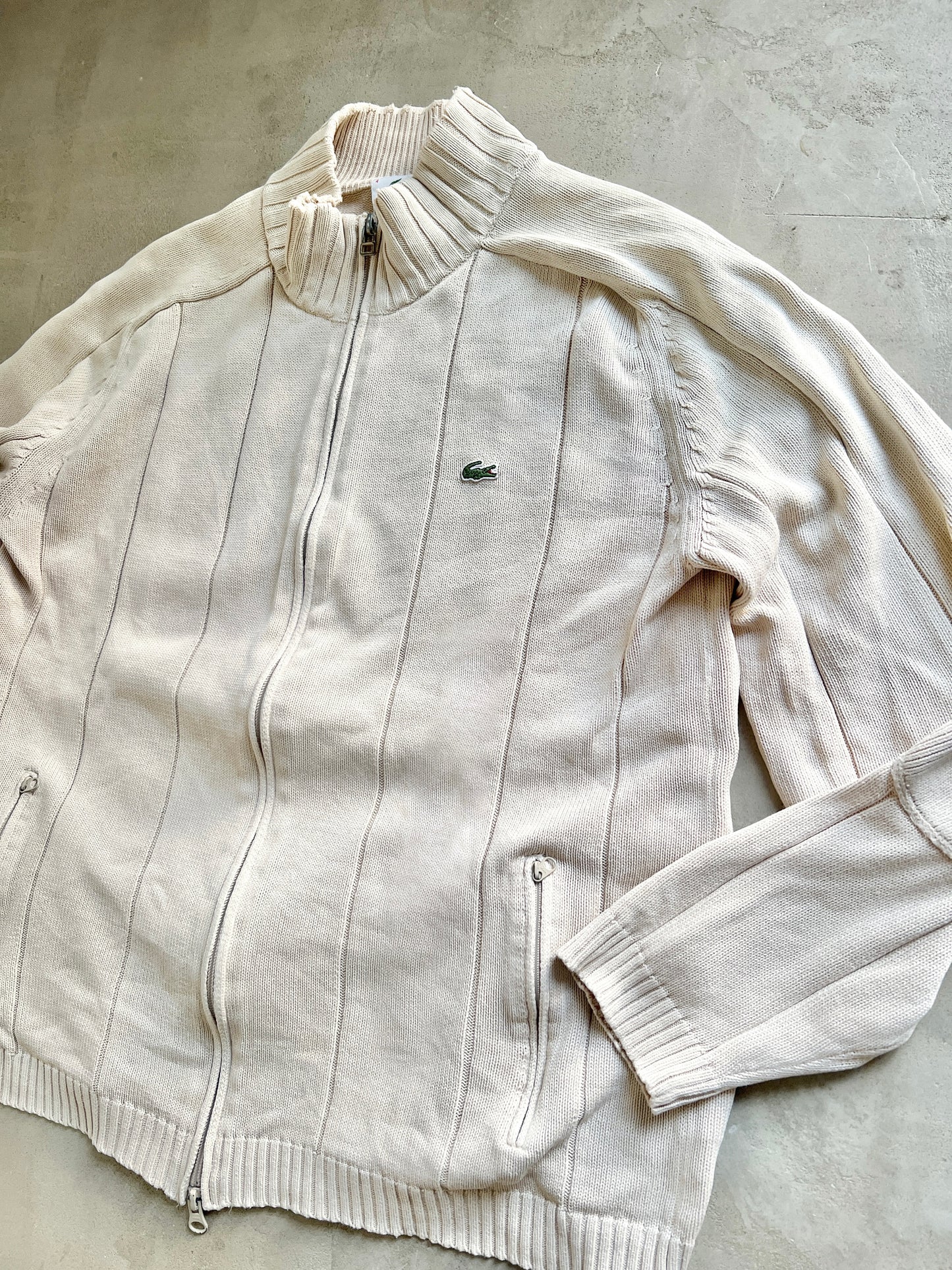 CREME LACOSTE KNIT JACKET - 2000S - M/L