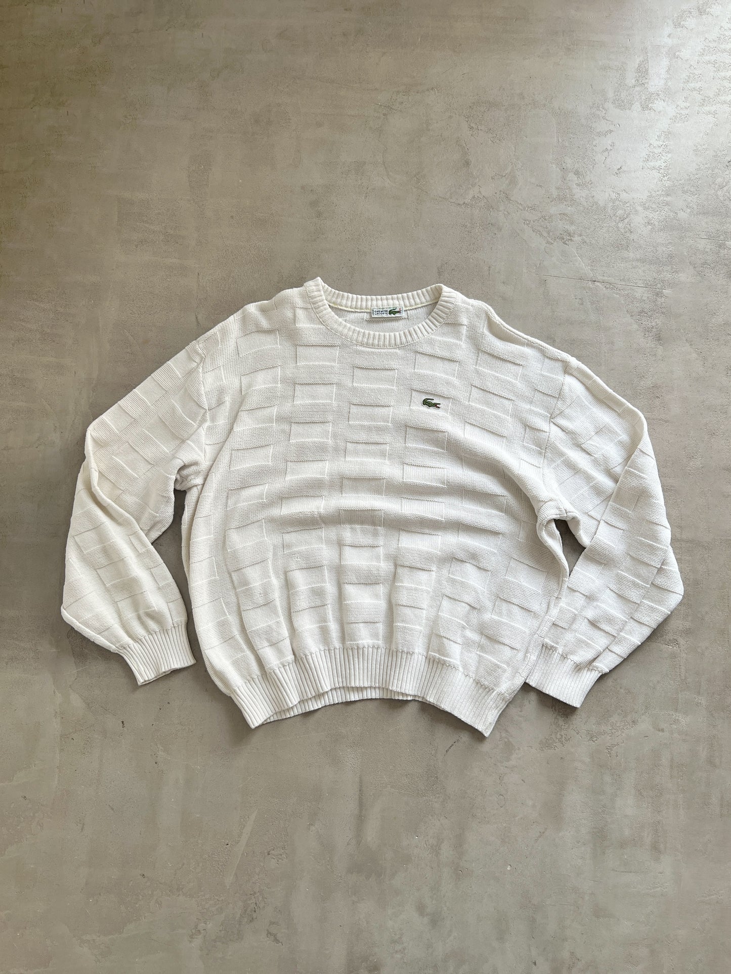 CREME LAOCOSTE KNIT SWEATER - 2000S - M/L