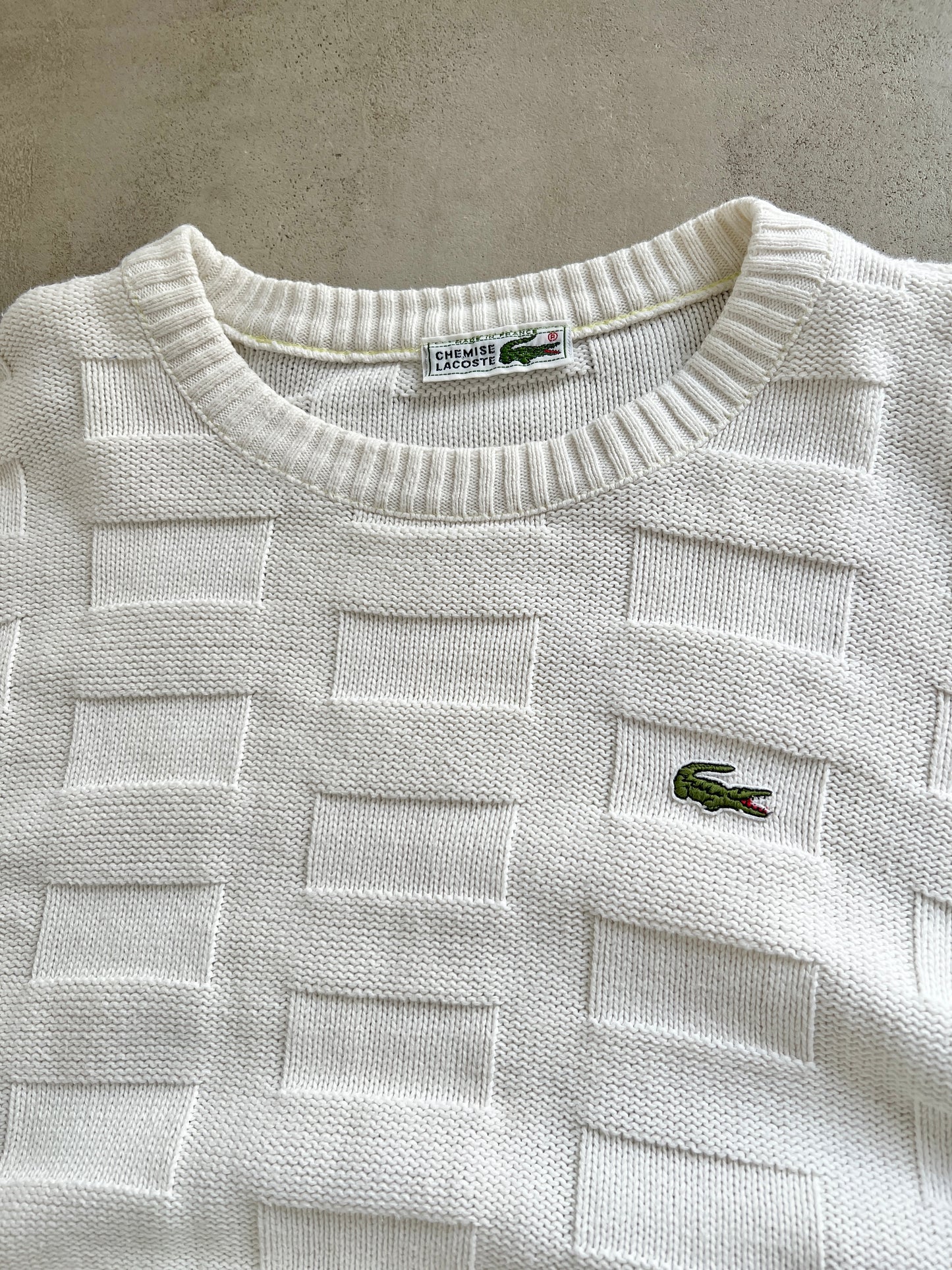 CREME LAOCOSTE KNIT SWEATER - 2000S - M/L