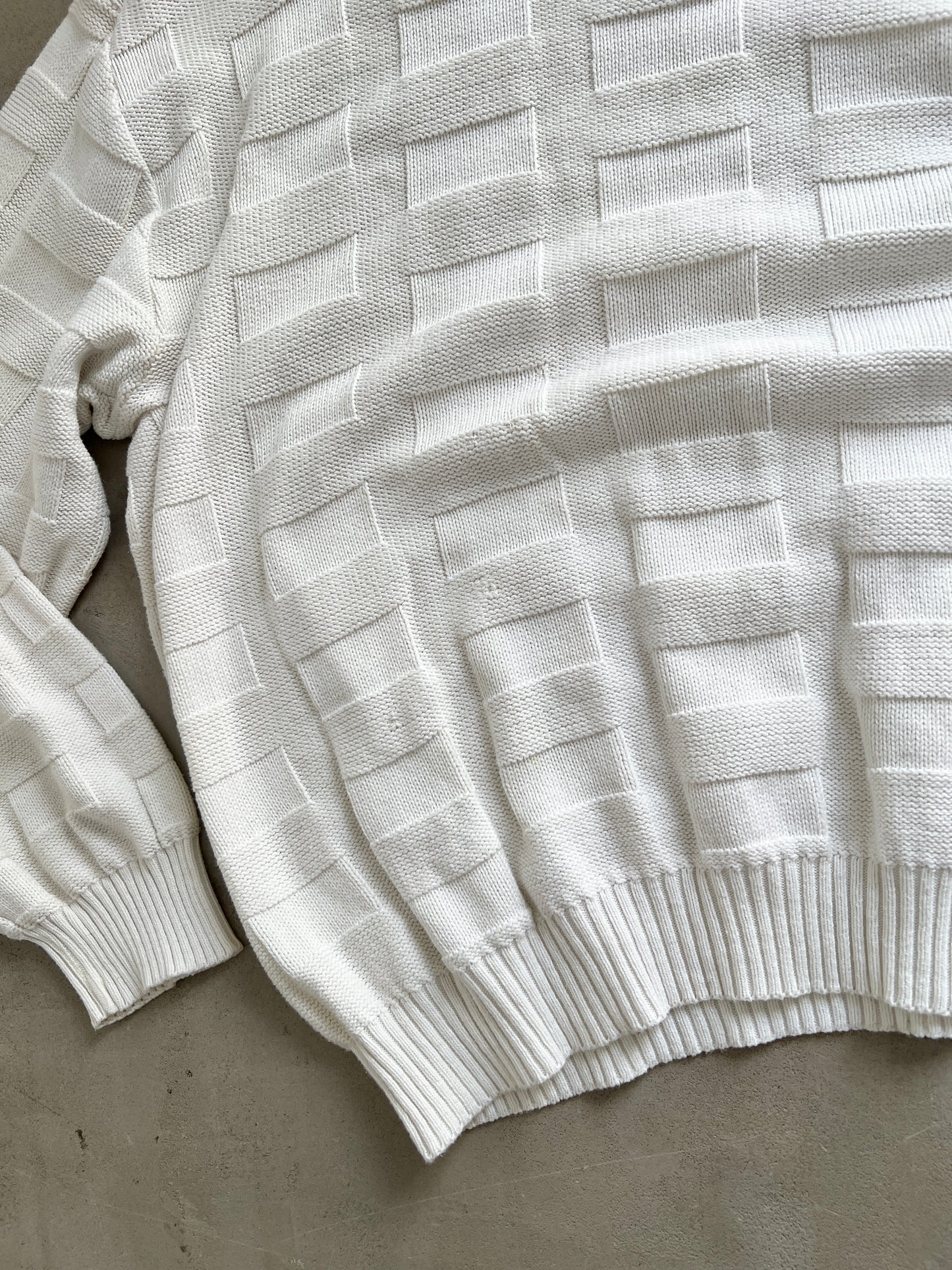 CREME LAOCOSTE KNIT SWEATER - 2000S - M/L