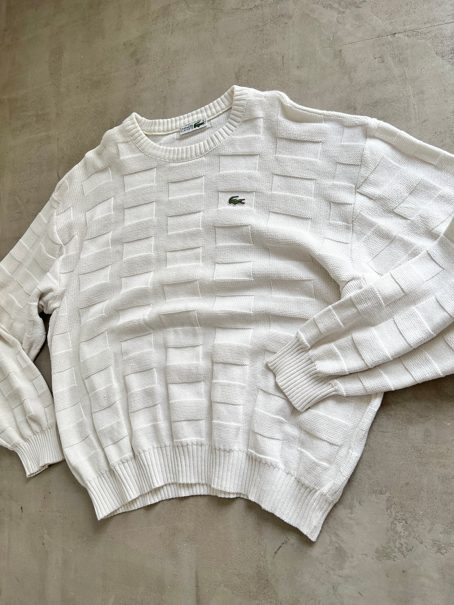 CREME LAOCOSTE KNIT SWEATER - 2000S - M/L