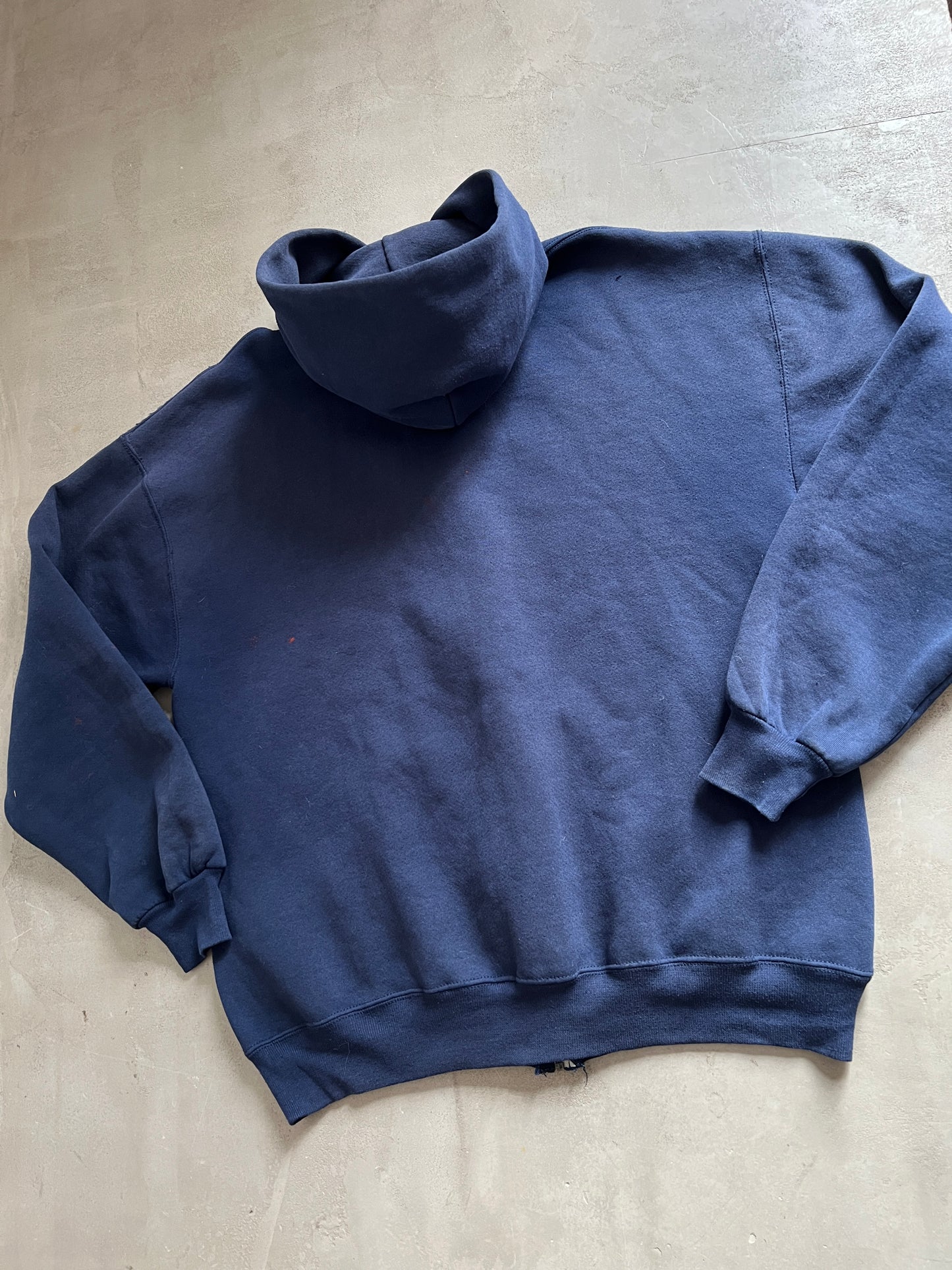 NAVY YANKEES RUSSELL ZIP UP HOODIE - 1990S - XL
