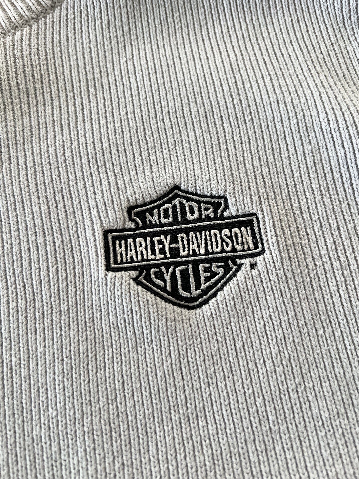 GREY HARLEY DAVIDSON KNIT SWEATER - 1990S - L