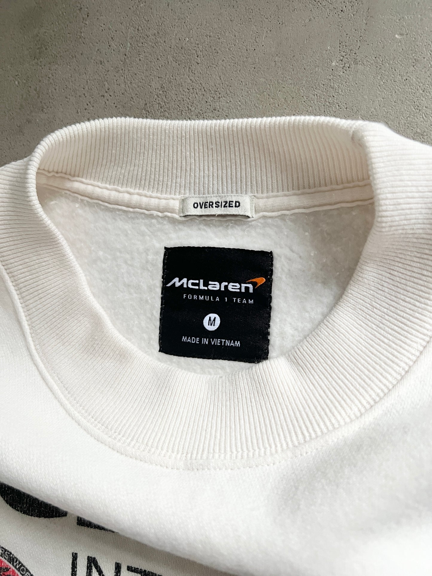 WHITE MCLAREN SWEATER - 1980S - L