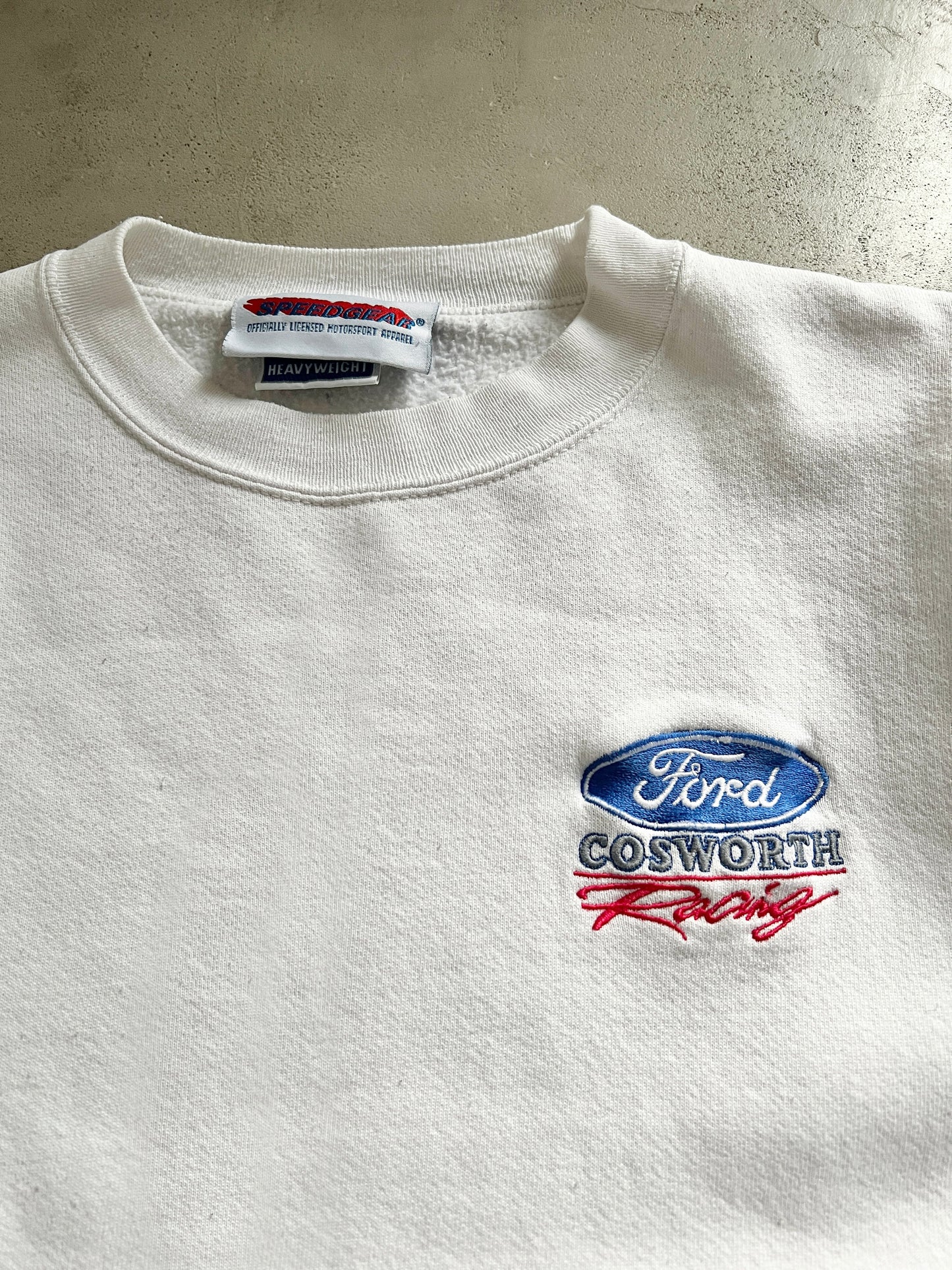 WHITE FORD SWEATER - 1990S - M
