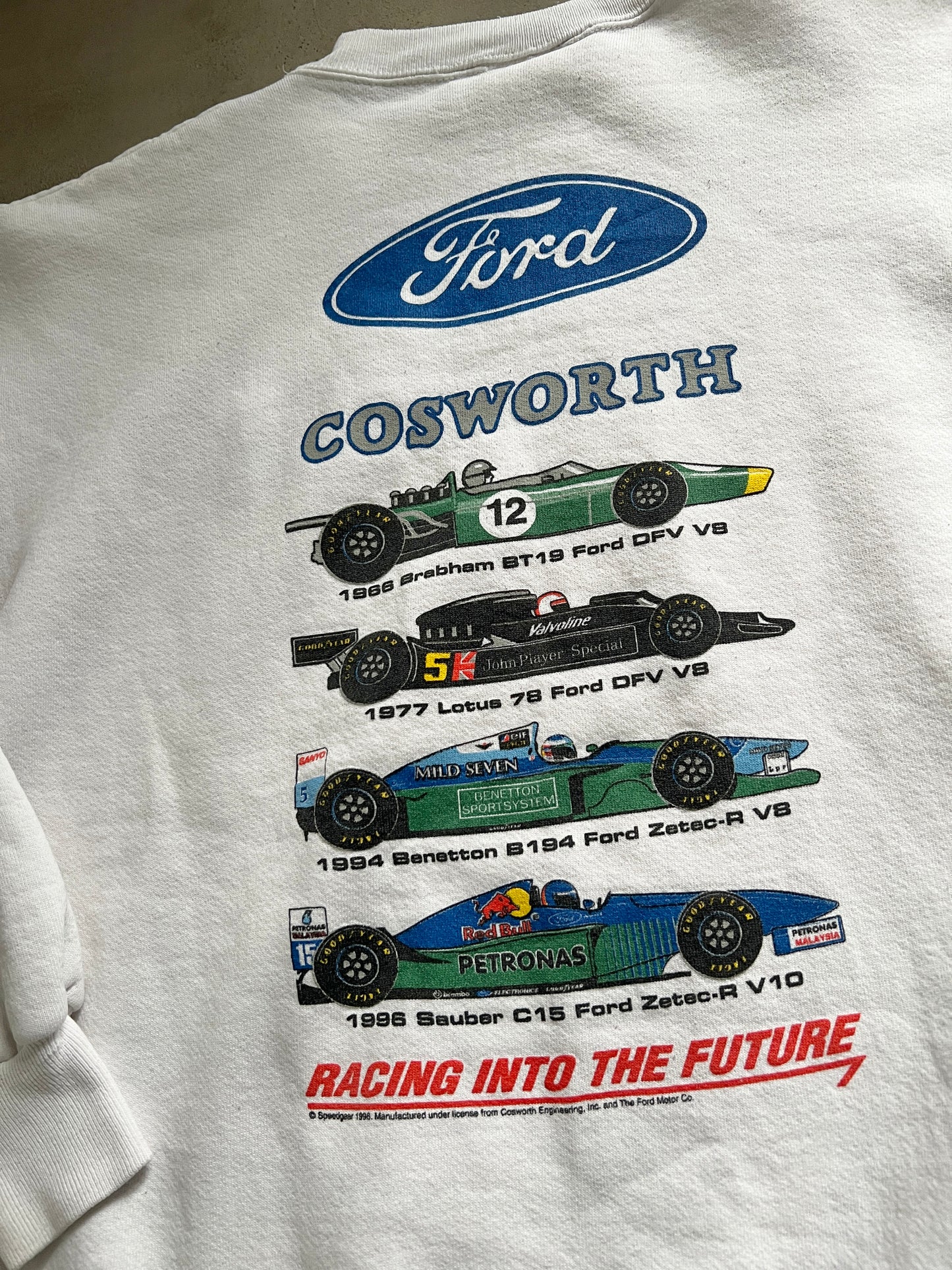 WHITE FORD SWEATER - 1990S - M