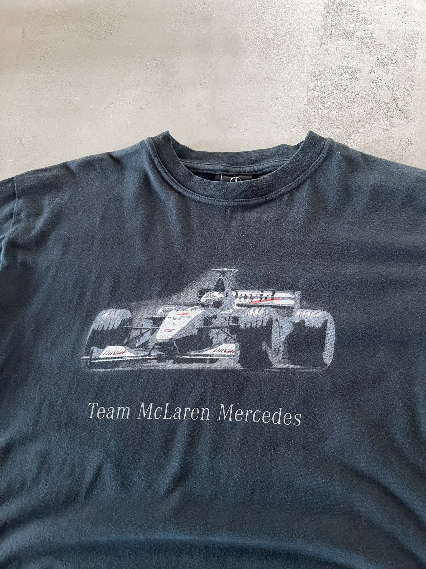 FADED BLACK MERCEDES BENZ RACING TEE - 2000S - XS/S